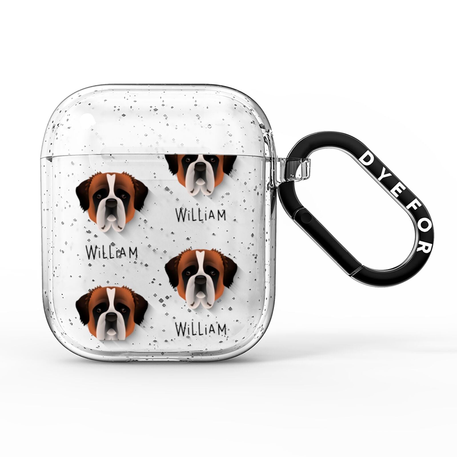 St Bernard Icon with Name AirPods Glitter Case