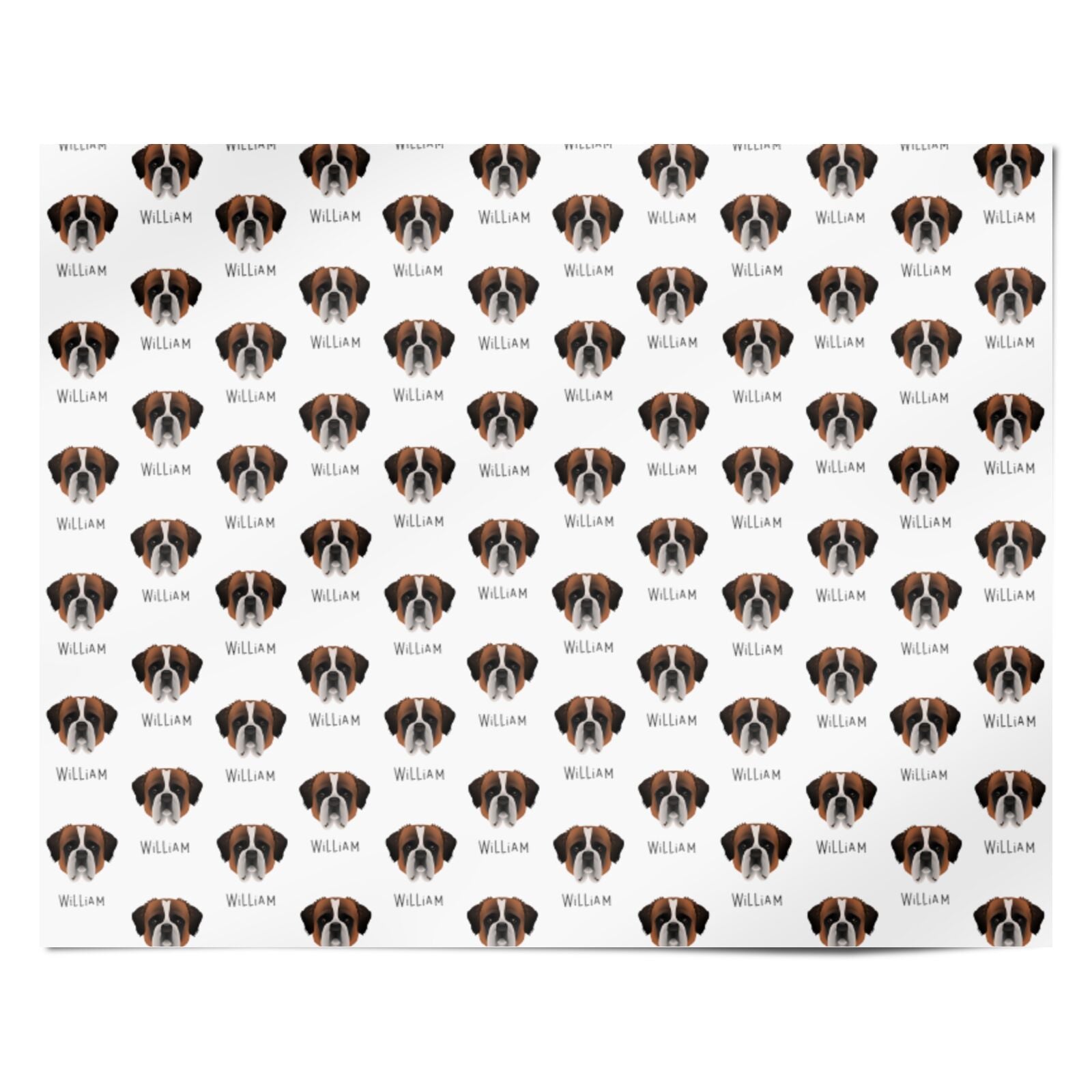 St Bernard Icon with Name Personalised Wrapping Paper Alternative