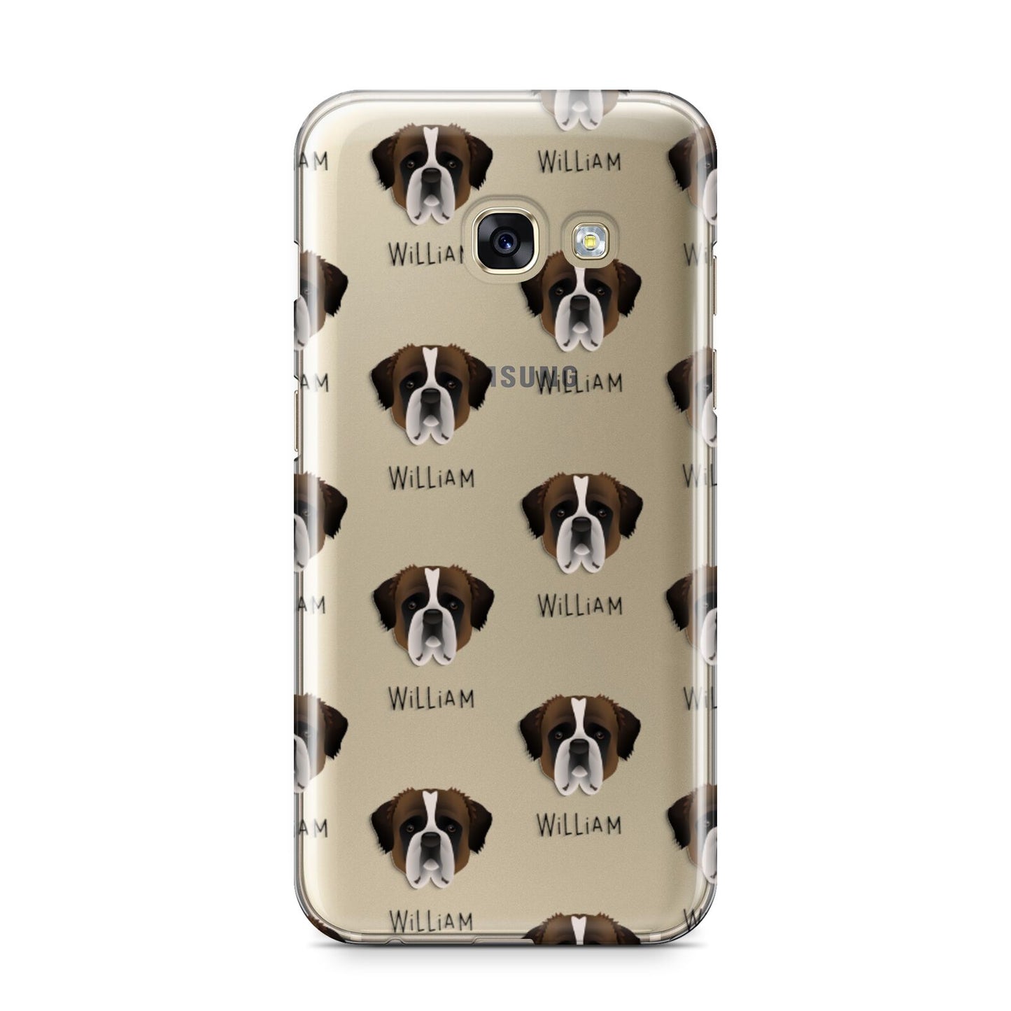 St Bernard Icon with Name Samsung Galaxy A3 2017 Case on gold phone