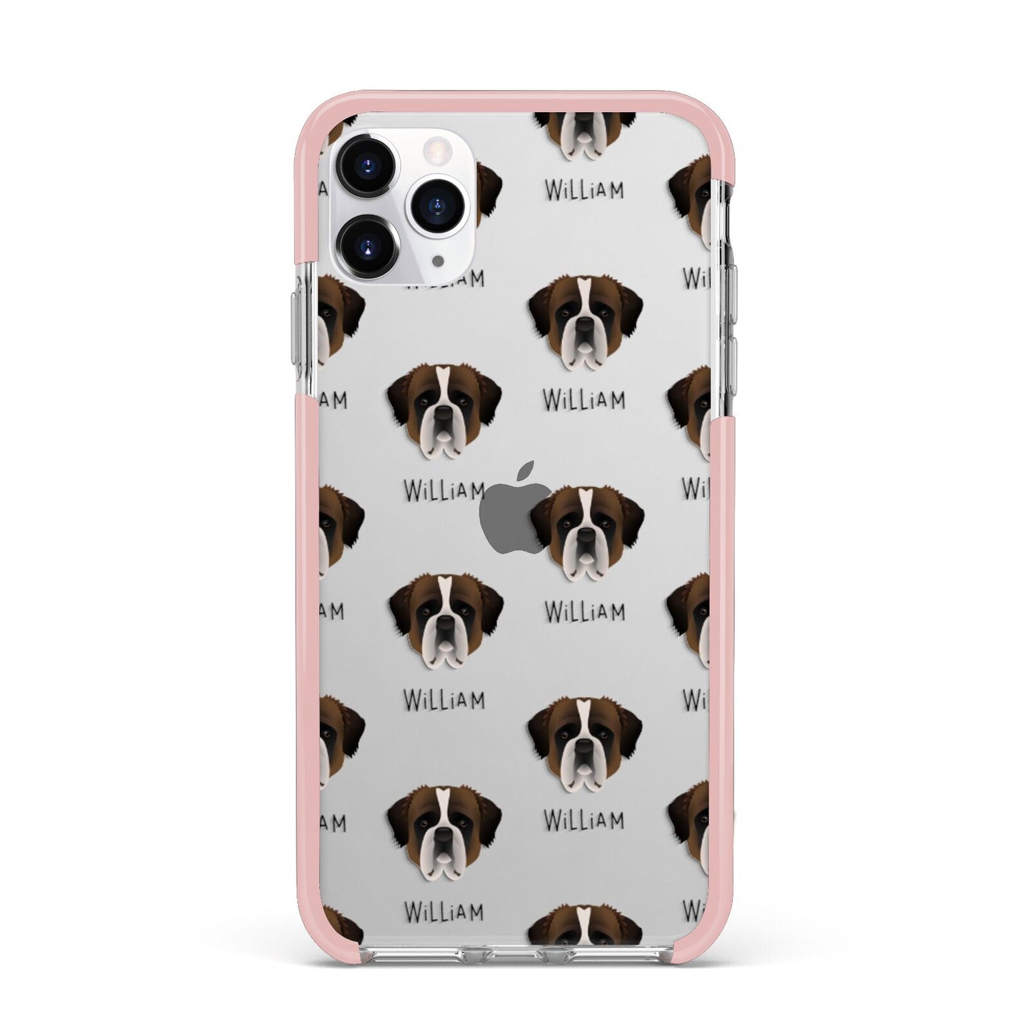 St Bernard Icon with Name iPhone 11 Pro Max Impact Pink Edge Case