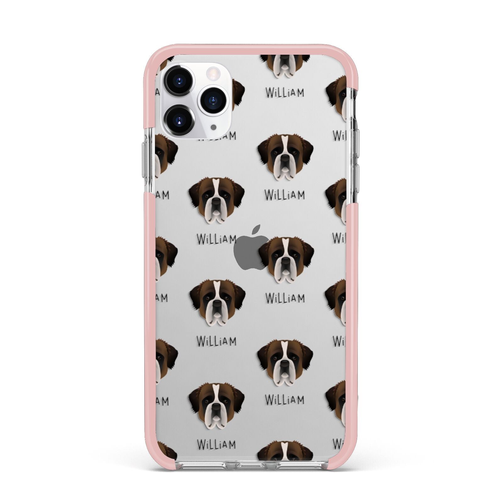 St Bernard Icon with Name iPhone 11 Pro Max Impact Pink Edge Case