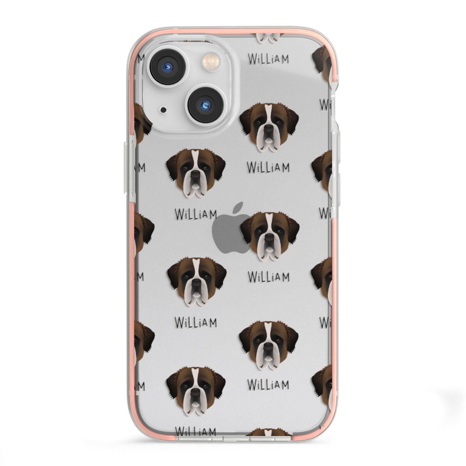 St Bernard Icon with Name iPhone 13 Mini TPU Impact Case with Pink Edges