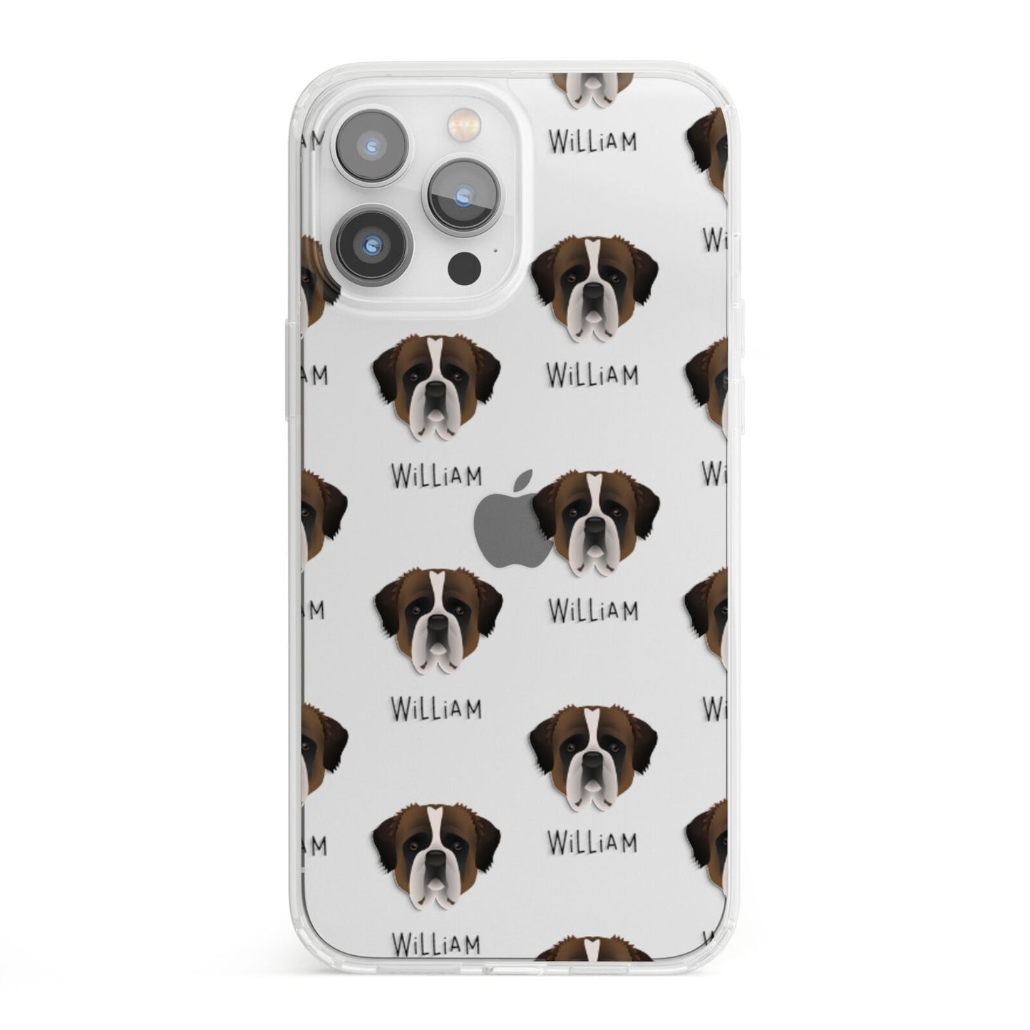 St Bernard Icon with Name iPhone 13 Pro Max Clear Bumper Case