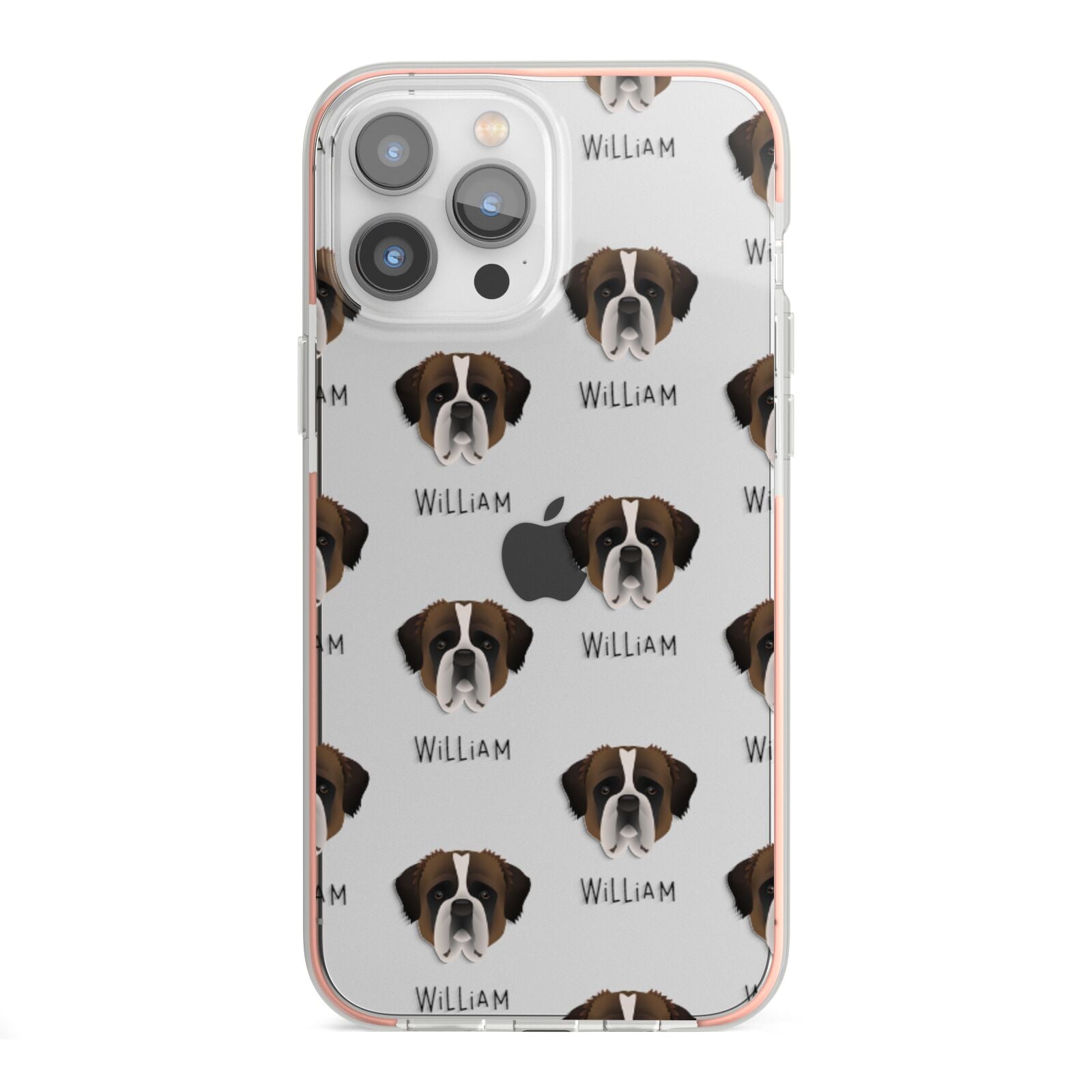 St Bernard Icon with Name iPhone 13 Pro Max TPU Impact Case with Pink Edges