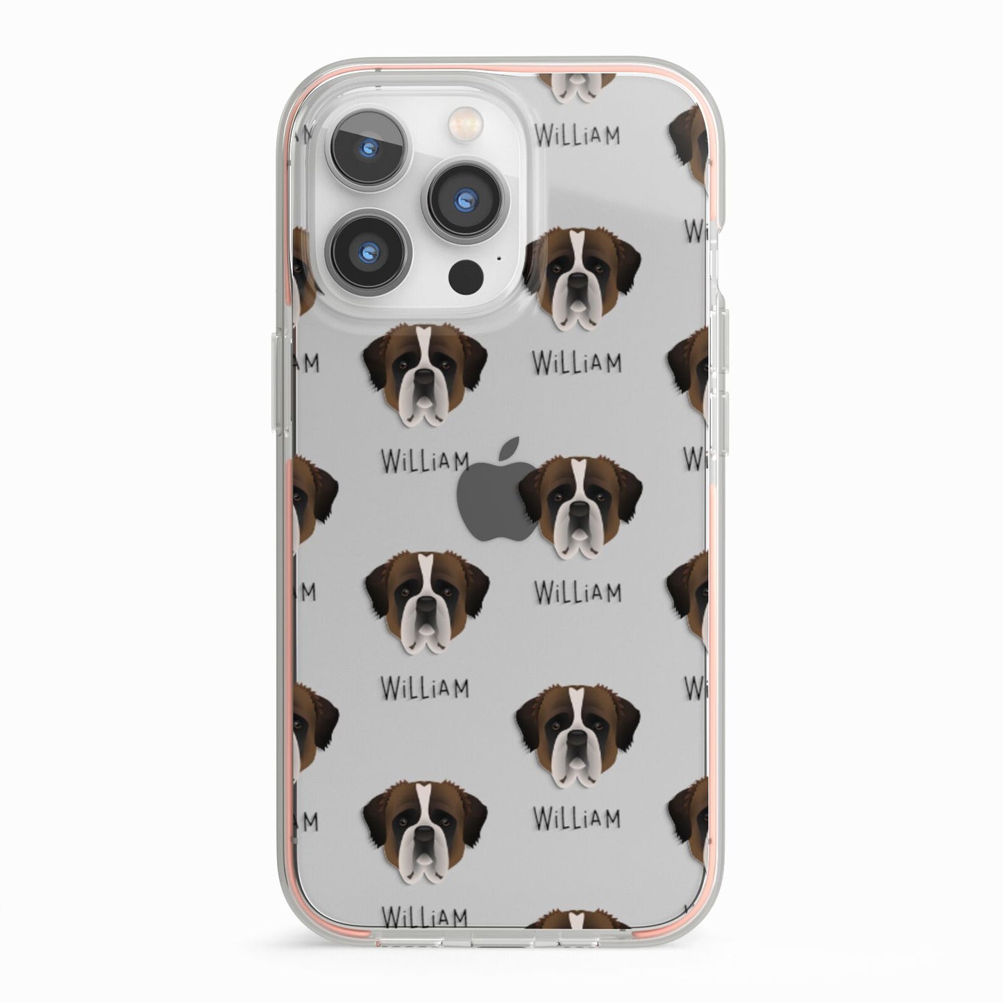 St Bernard Icon with Name iPhone 13 Pro TPU Impact Case with Pink Edges