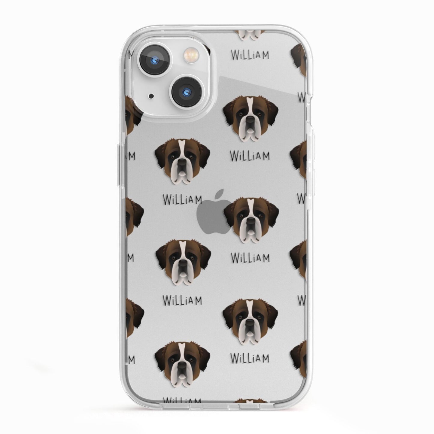 St Bernard Icon with Name iPhone 13 TPU Impact Case with White Edges