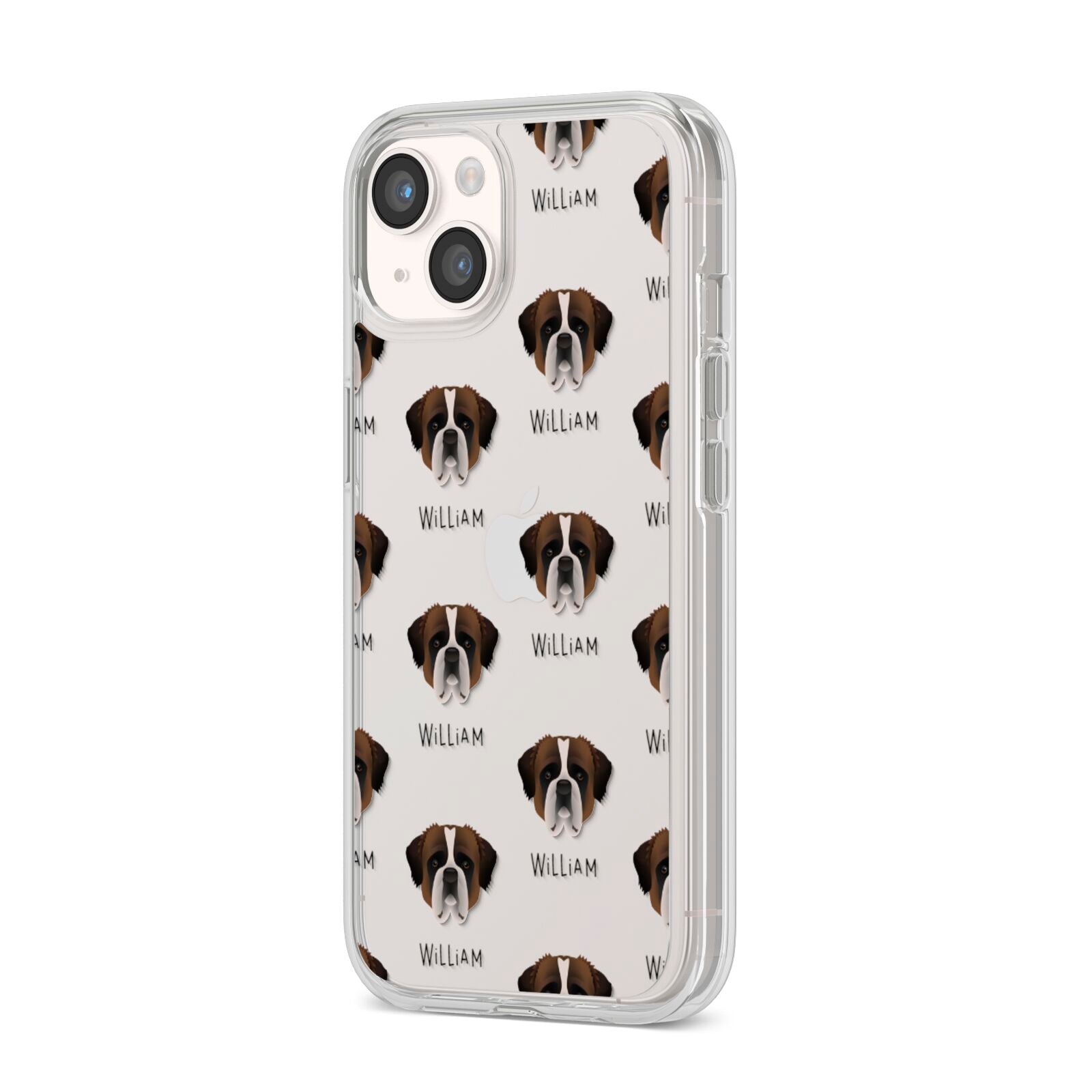 St Bernard Icon with Name iPhone 14 Clear Tough Case Starlight Angled Image