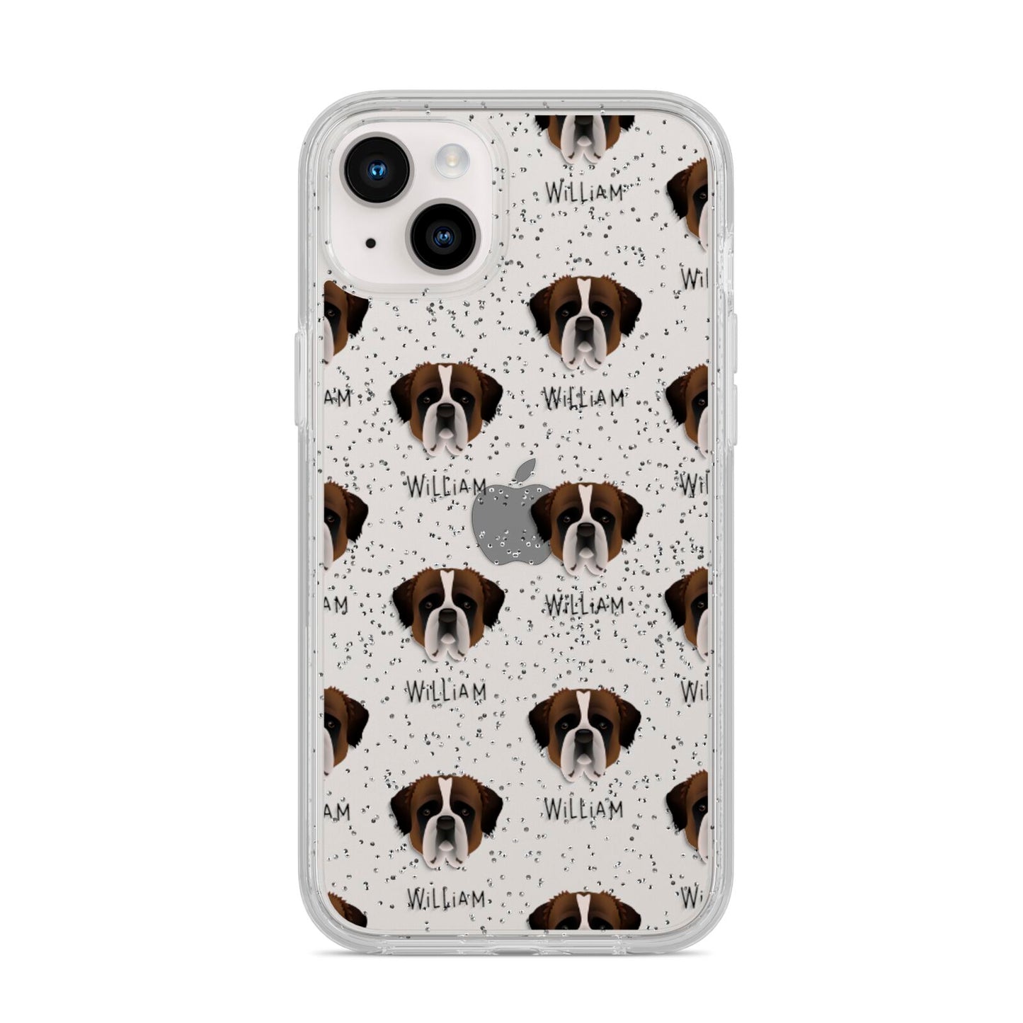 St Bernard Icon with Name iPhone 14 Plus Glitter Tough Case Starlight