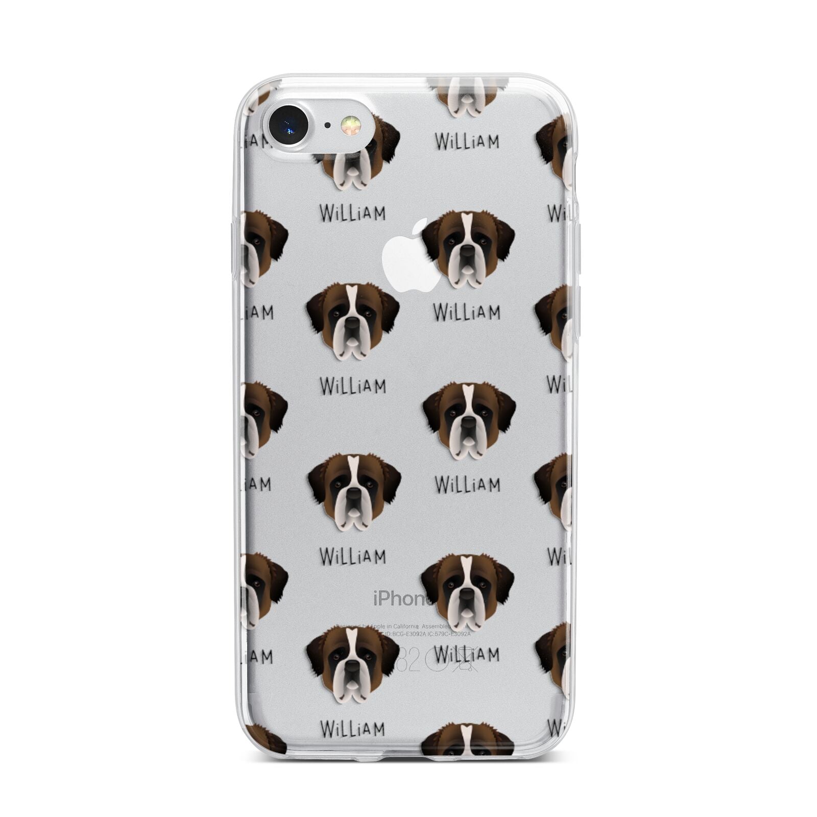 St Bernard Icon with Name iPhone 7 Bumper Case on Silver iPhone