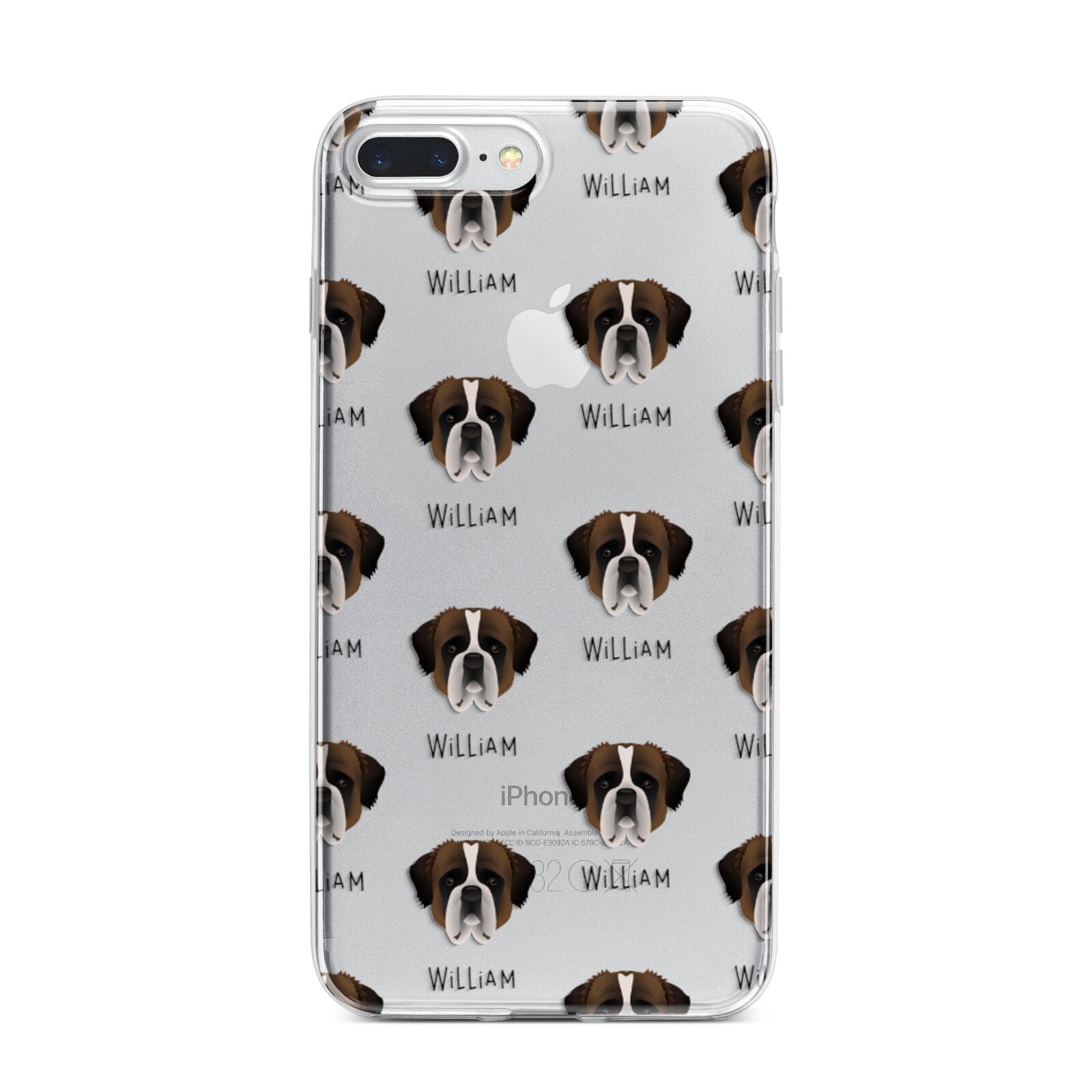 St Bernard Icon with Name iPhone 7 Plus Bumper Case on Silver iPhone