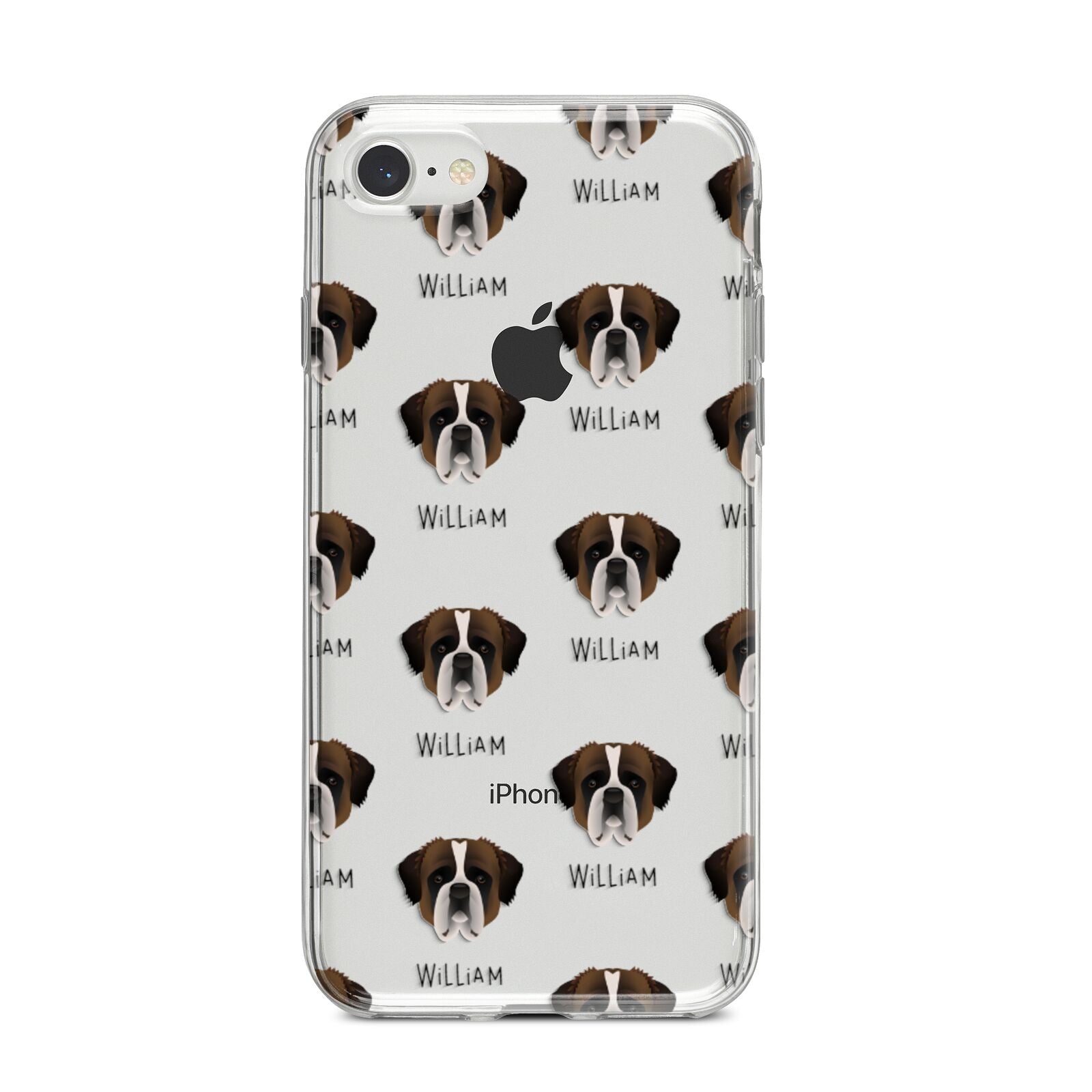 St Bernard Icon with Name iPhone 8 Bumper Case on Silver iPhone