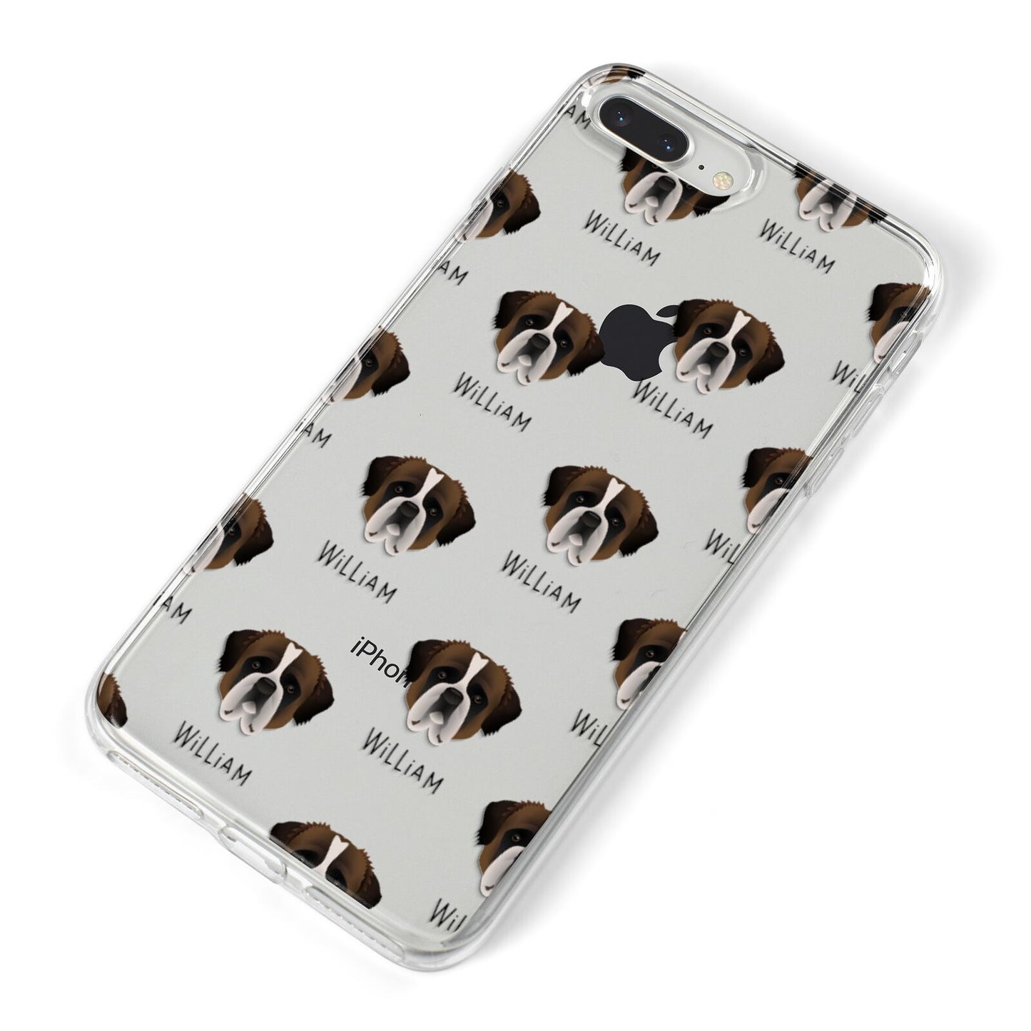 St Bernard Icon with Name iPhone 8 Plus Bumper Case on Silver iPhone Alternative Image