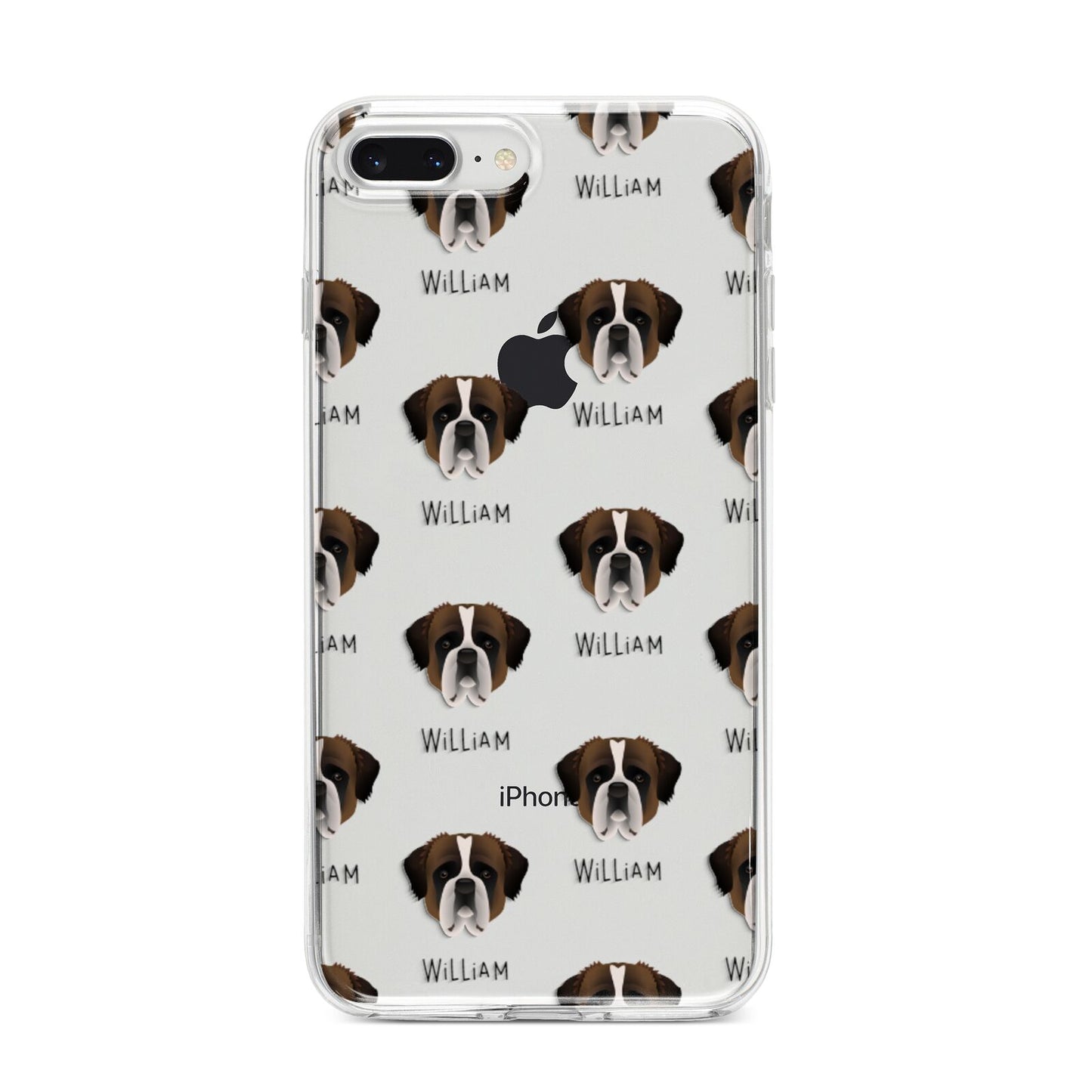 St Bernard Icon with Name iPhone 8 Plus Bumper Case on Silver iPhone