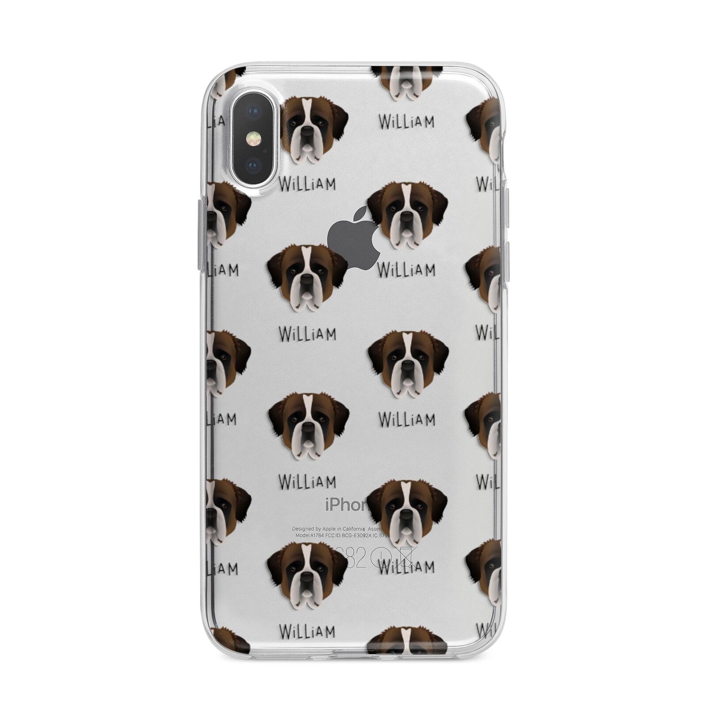 St Bernard Icon with Name iPhone X Bumper Case on Silver iPhone Alternative Image 1