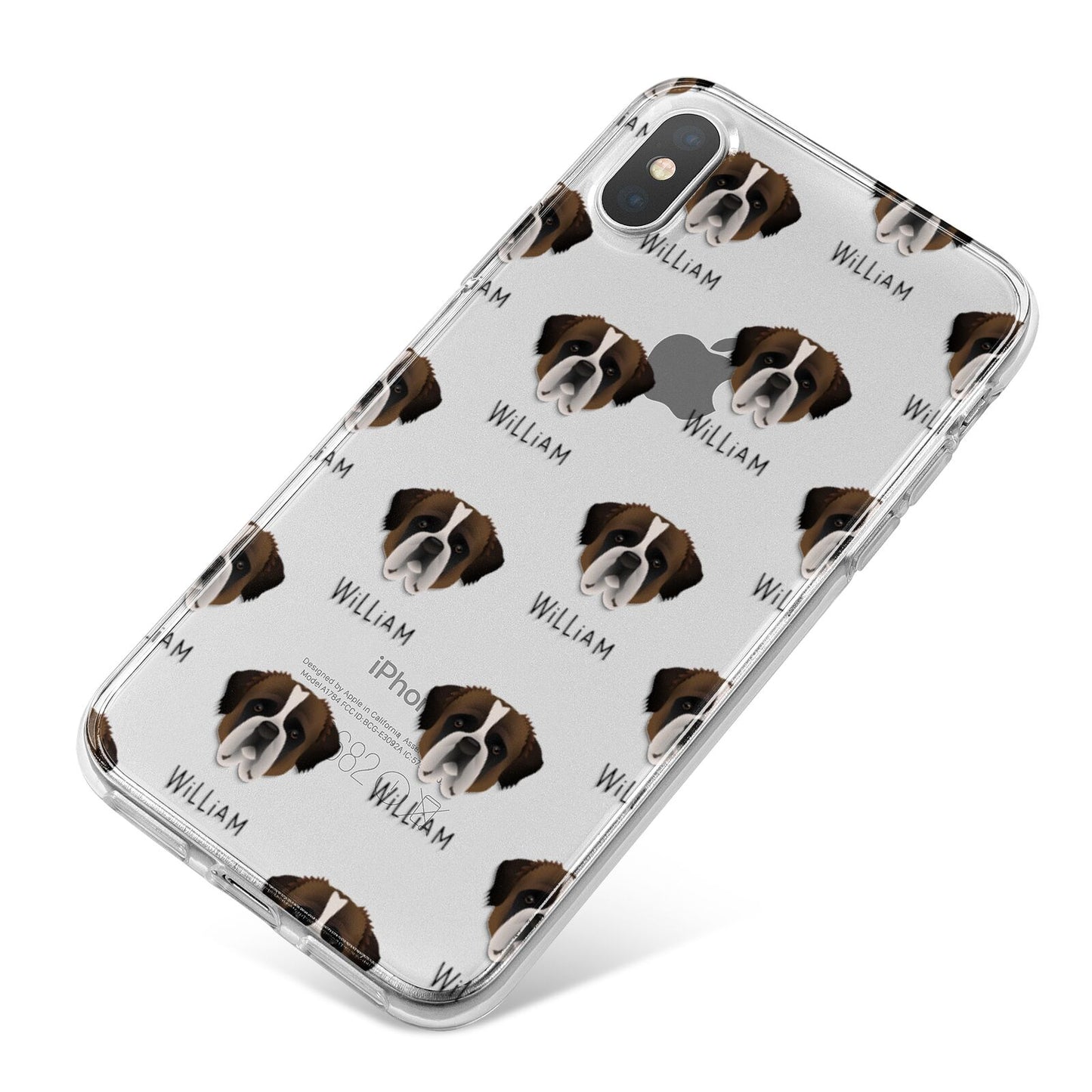 St Bernard Icon with Name iPhone X Bumper Case on Silver iPhone