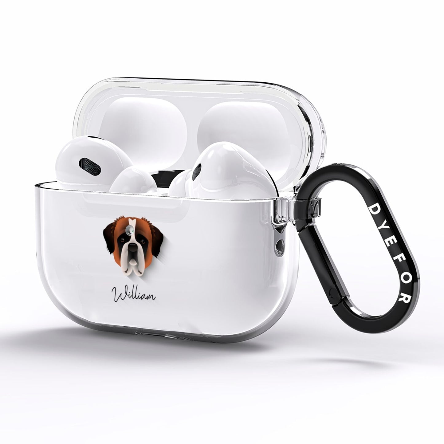 St Bernard Personalised AirPods Pro Clear Case Side Image