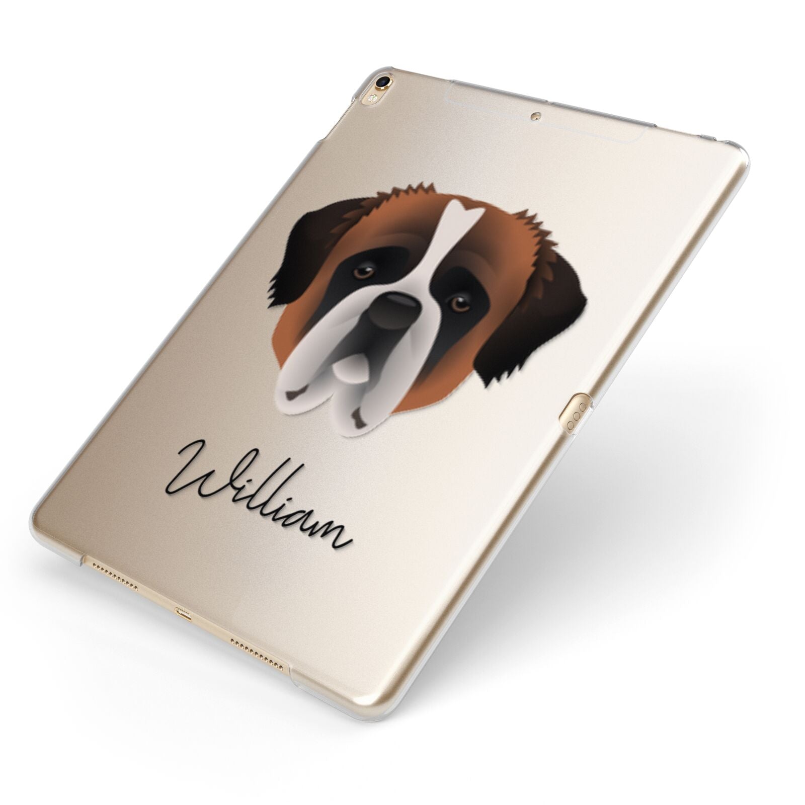 St Bernard Personalised Apple iPad Case on Gold iPad Side View