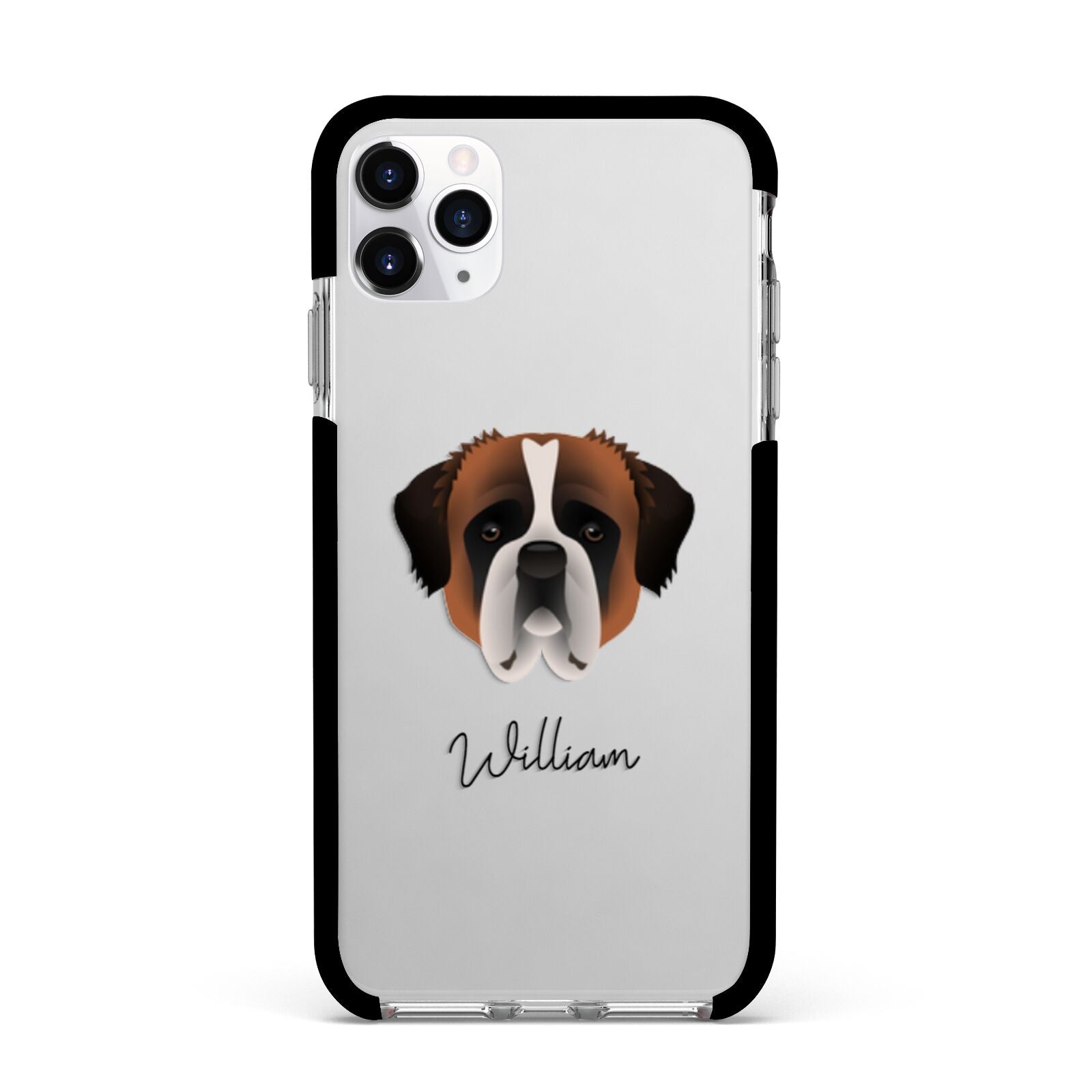 St Bernard Personalised Apple iPhone 11 Pro Max in Silver with Black Impact Case