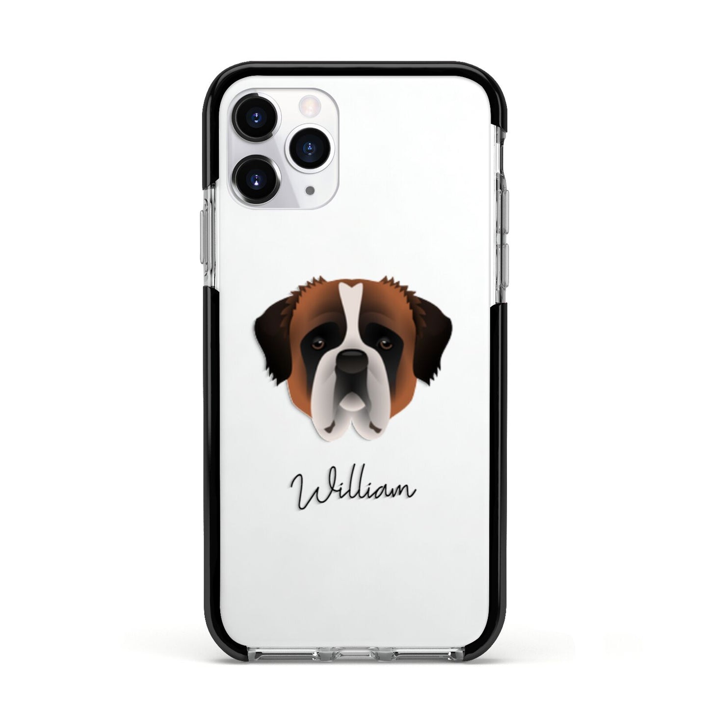 St Bernard Personalised Apple iPhone 11 Pro in Silver with Black Impact Case