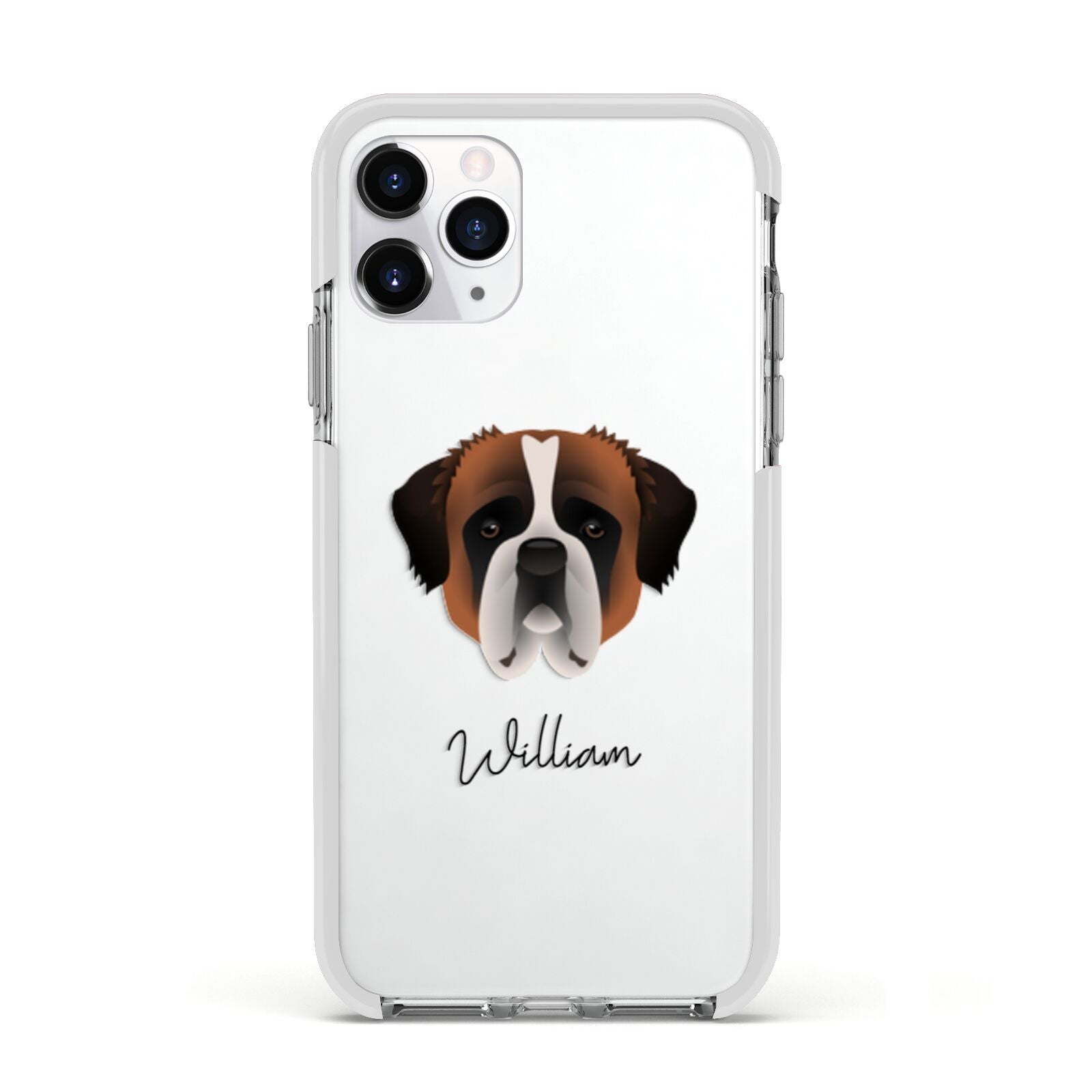 St Bernard Personalised Apple iPhone 11 Pro in Silver with White Impact Case