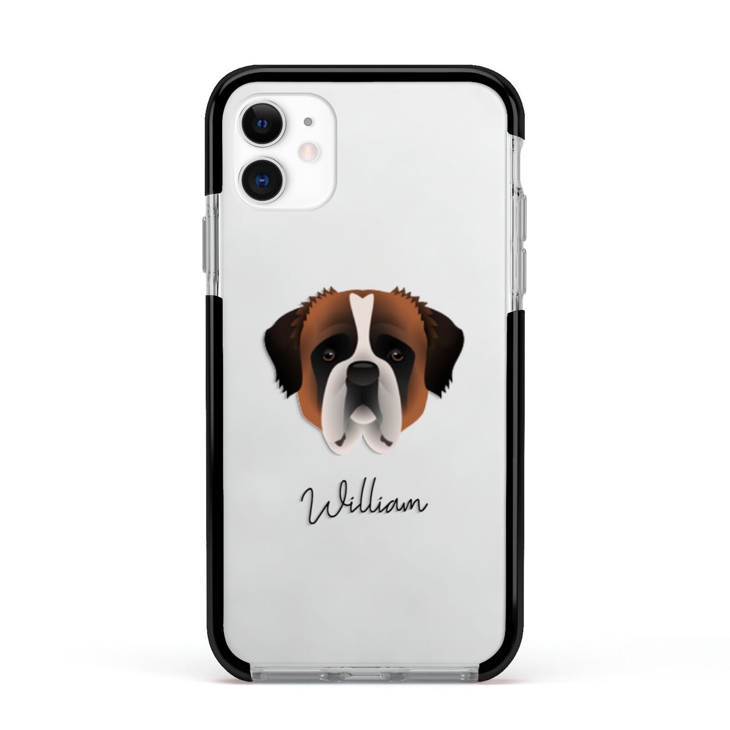 St Bernard Personalised Apple iPhone 11 in White with Black Impact Case