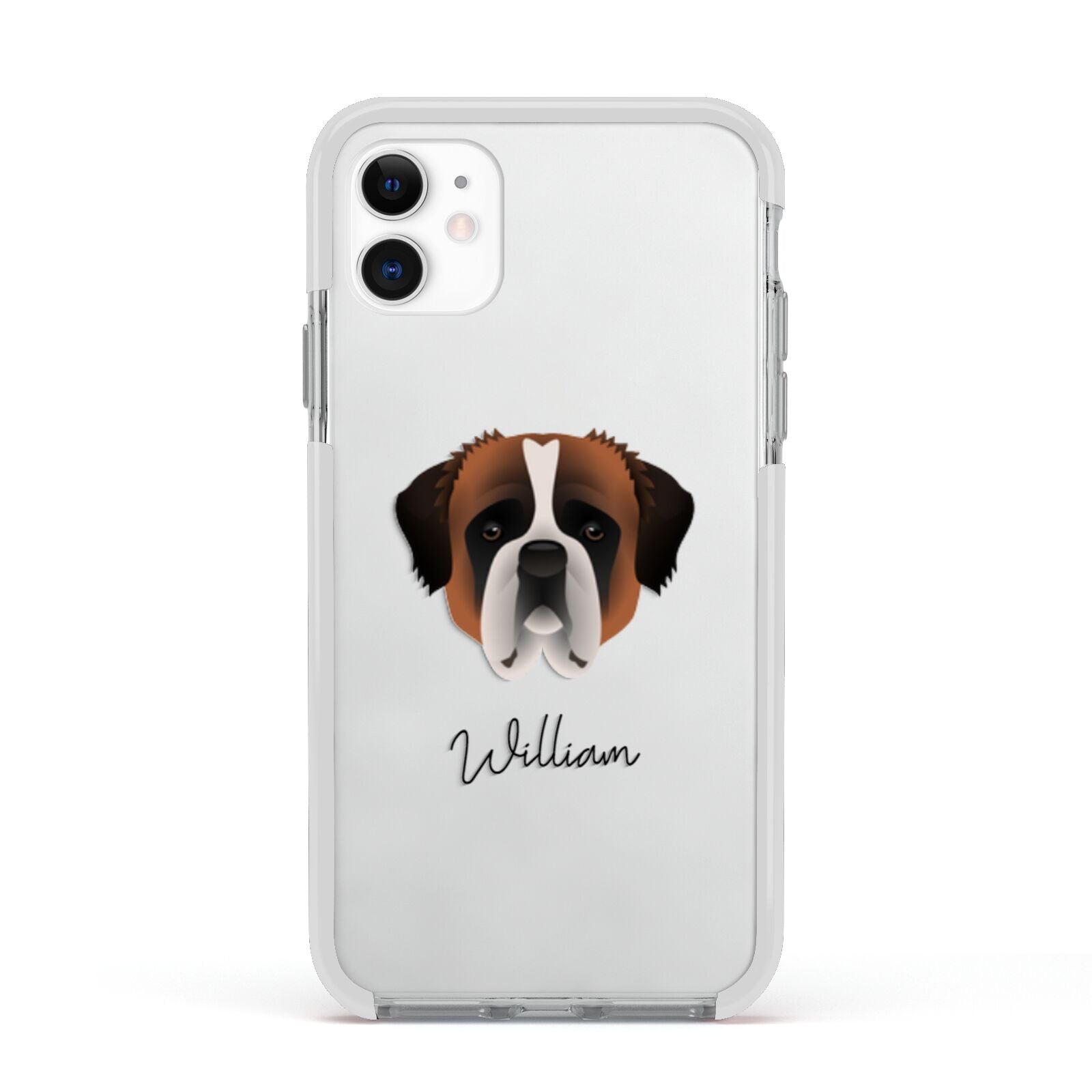 St Bernard Personalised Apple iPhone 11 in White with White Impact Case