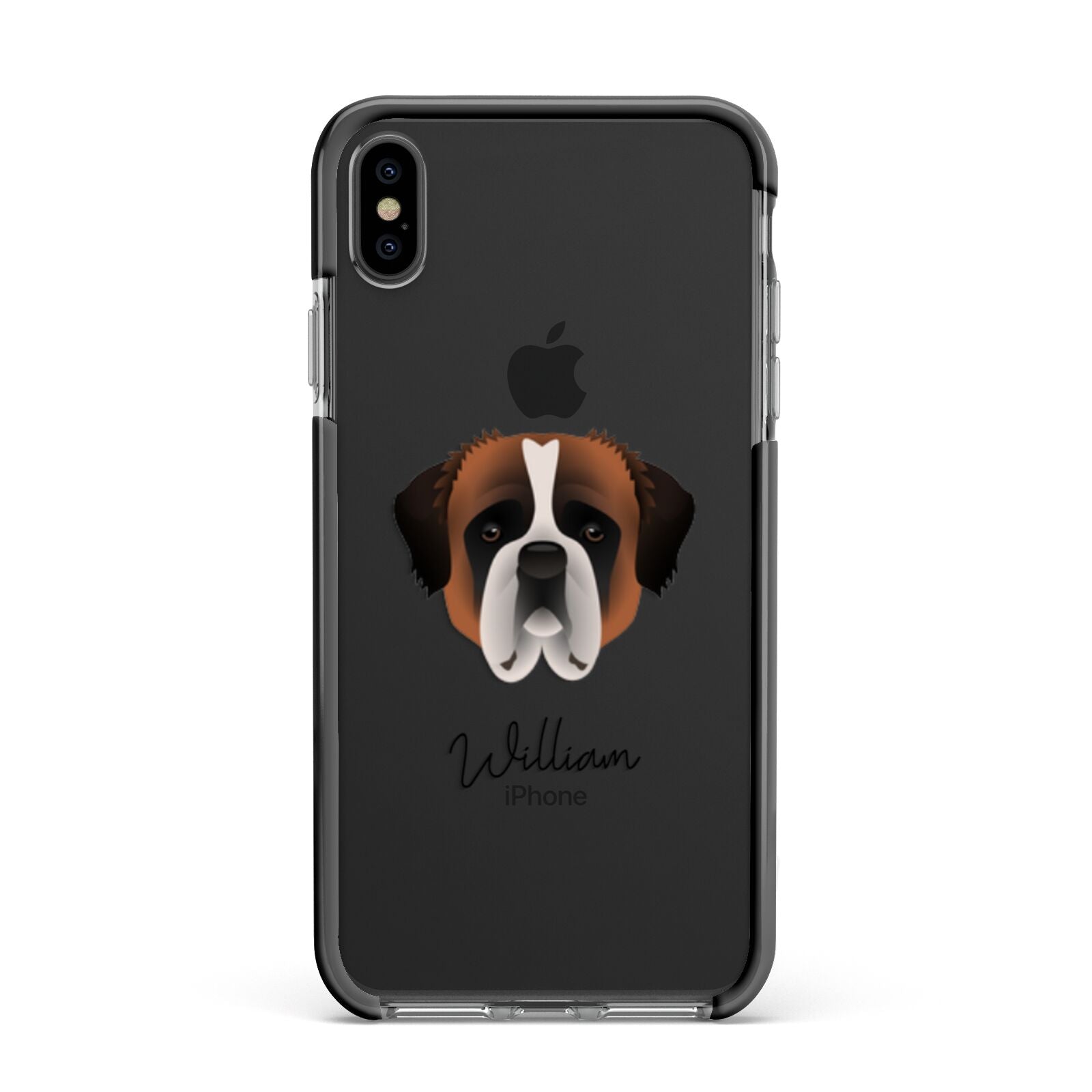 St Bernard Personalised Apple iPhone Xs Max Impact Case Black Edge on Black Phone