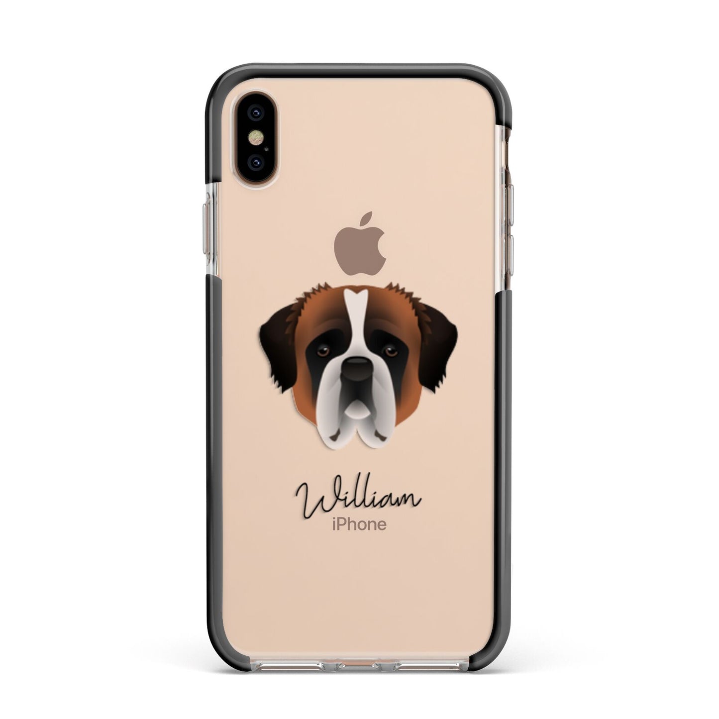 St Bernard Personalised Apple iPhone Xs Max Impact Case Black Edge on Gold Phone