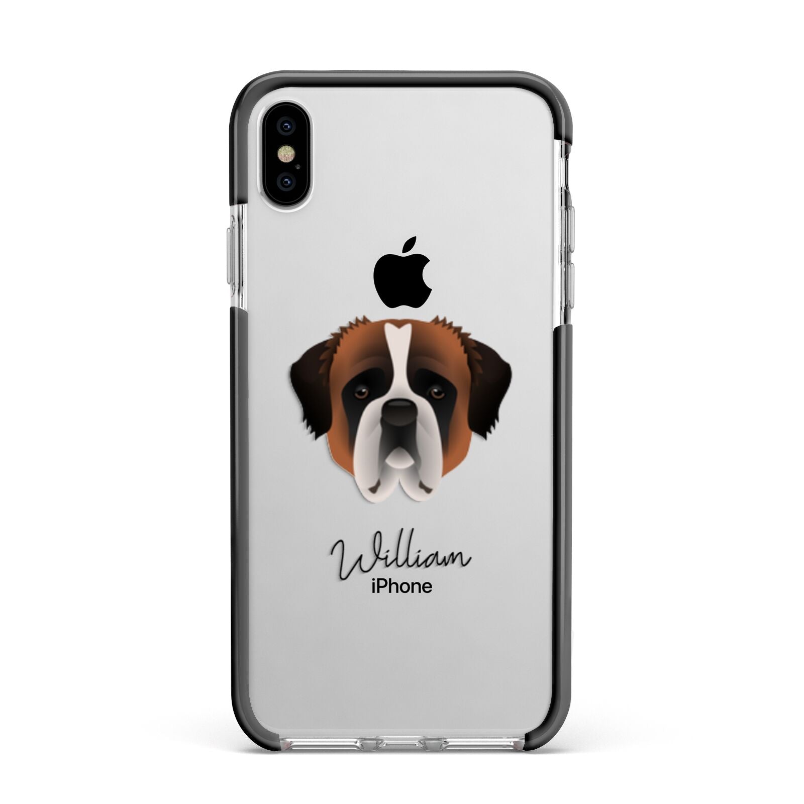 St Bernard Personalised Apple iPhone Xs Max Impact Case Black Edge on Silver Phone