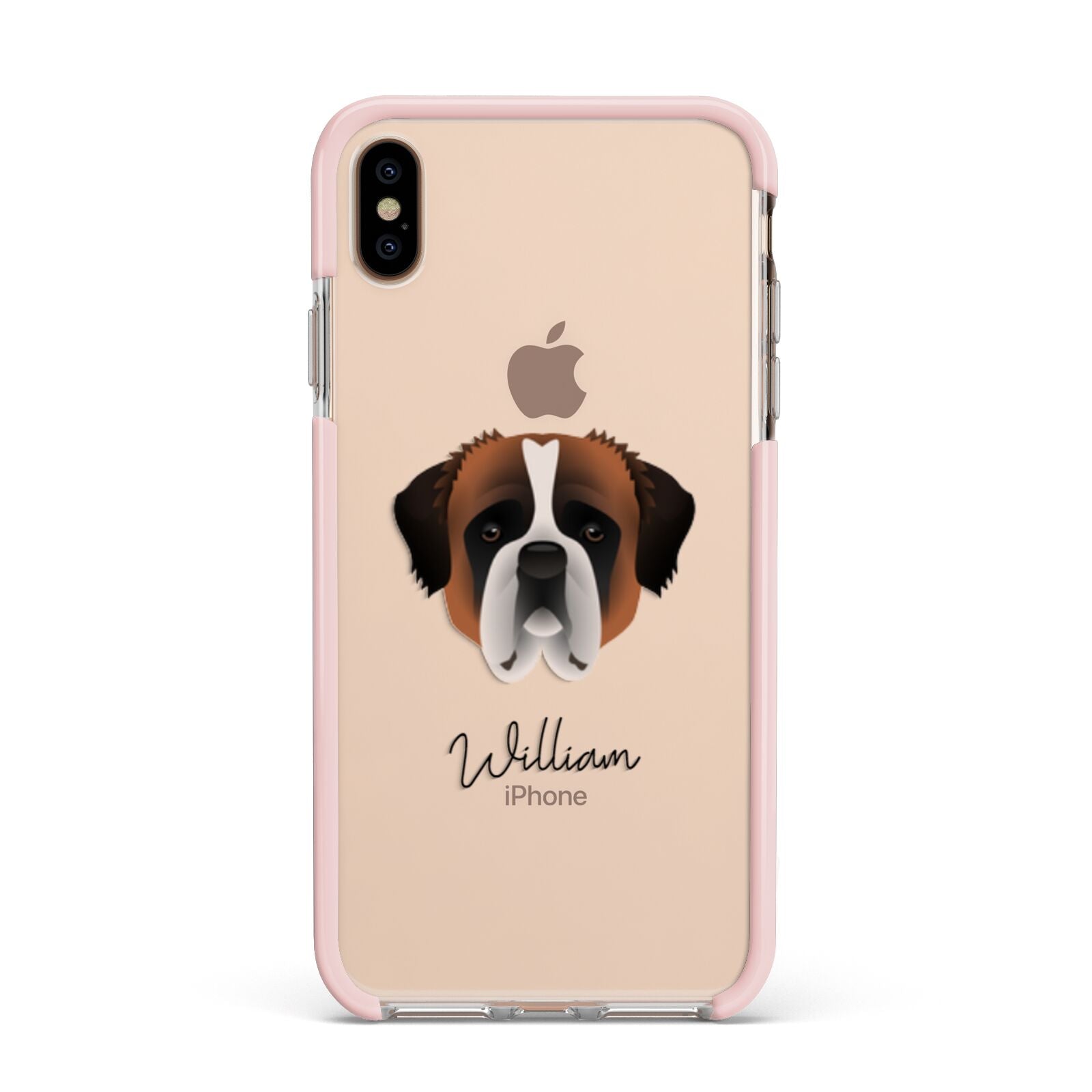 St Bernard Personalised Apple iPhone Xs Max Impact Case Pink Edge on Gold Phone