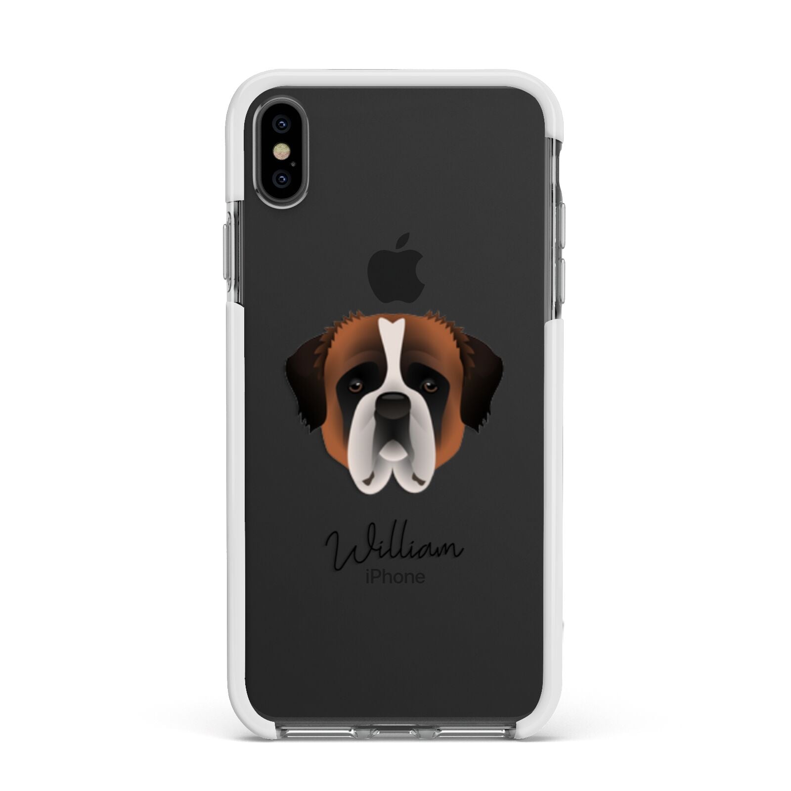 St Bernard Personalised Apple iPhone Xs Max Impact Case White Edge on Black Phone