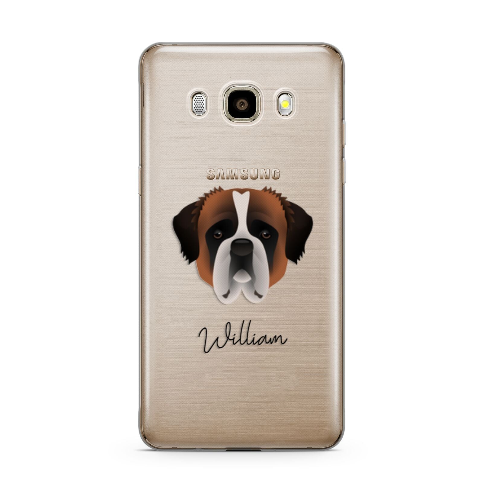 St Bernard Personalised Samsung Galaxy J7 2016 Case on gold phone