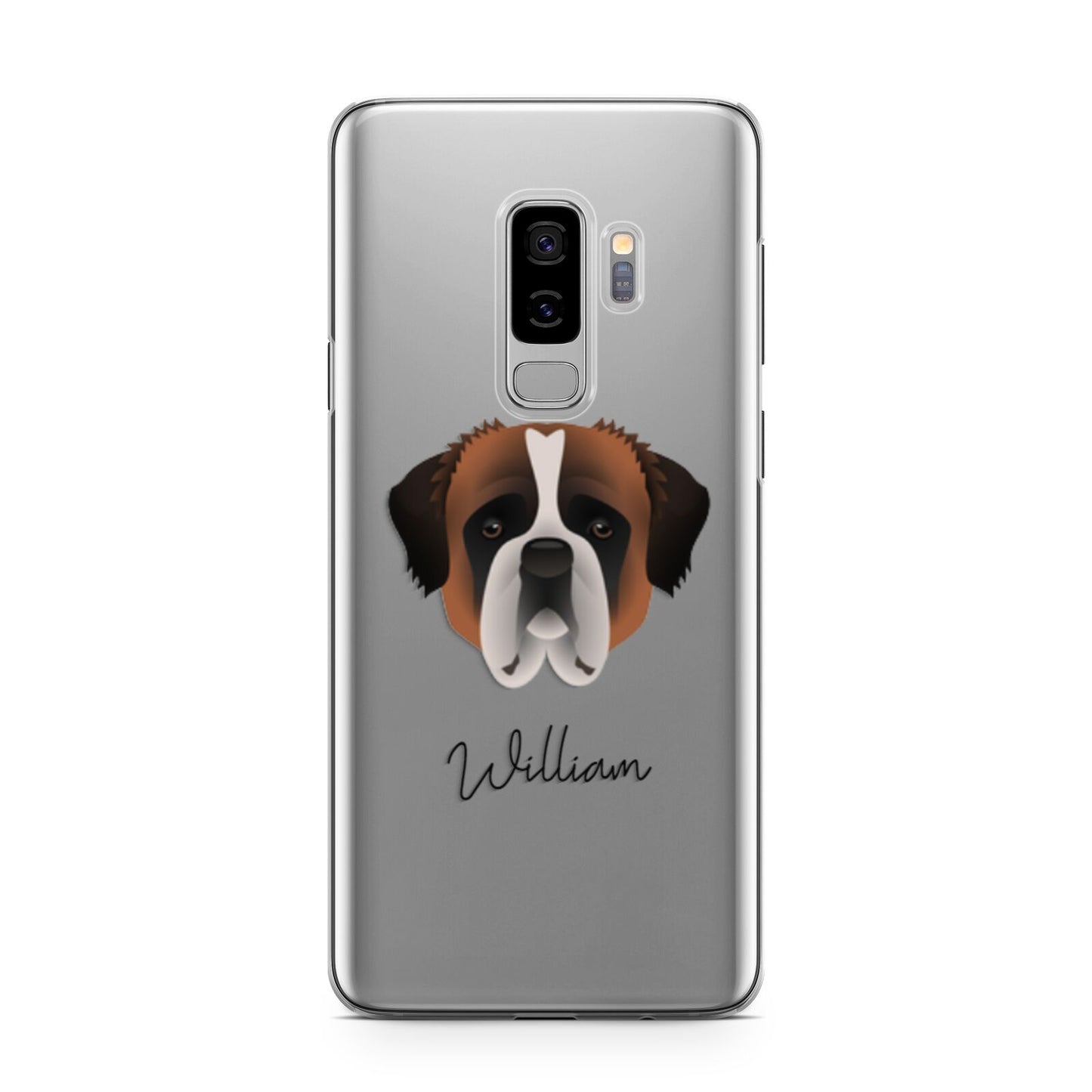 St Bernard Personalised Samsung Galaxy S9 Plus Case on Silver phone