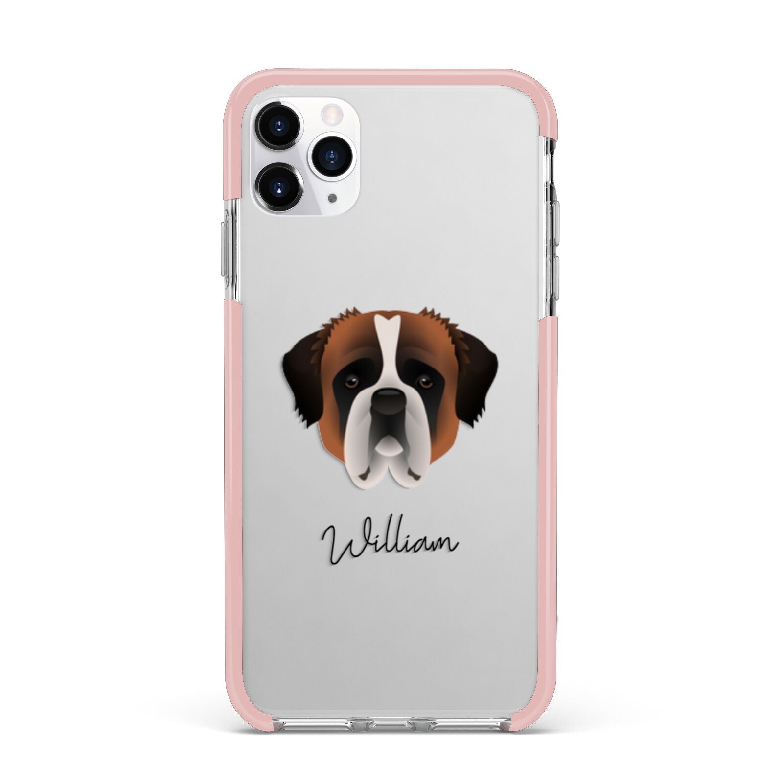 St Bernard Personalised iPhone 11 Pro Max Impact Pink Edge Case