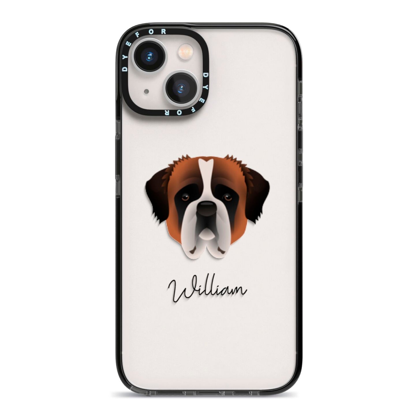 St Bernard Personalised iPhone 13 Black Impact Case on Silver phone