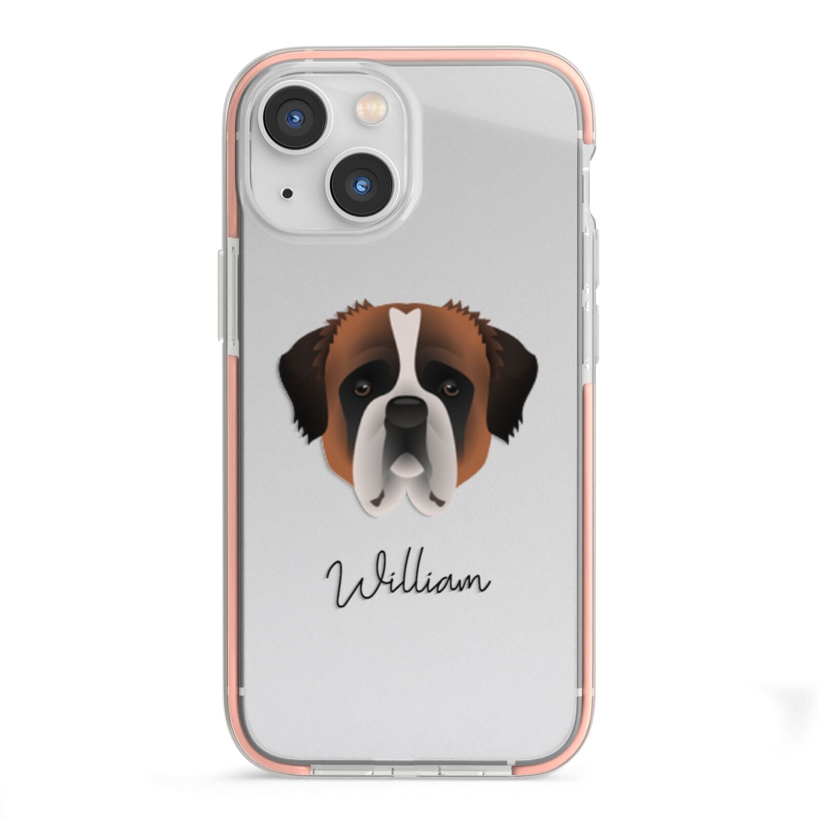 St Bernard Personalised iPhone 13 Mini TPU Impact Case with Pink Edges