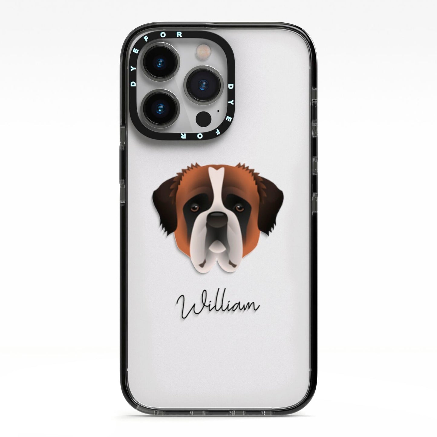 St Bernard Personalised iPhone 13 Pro Black Impact Case on Silver phone