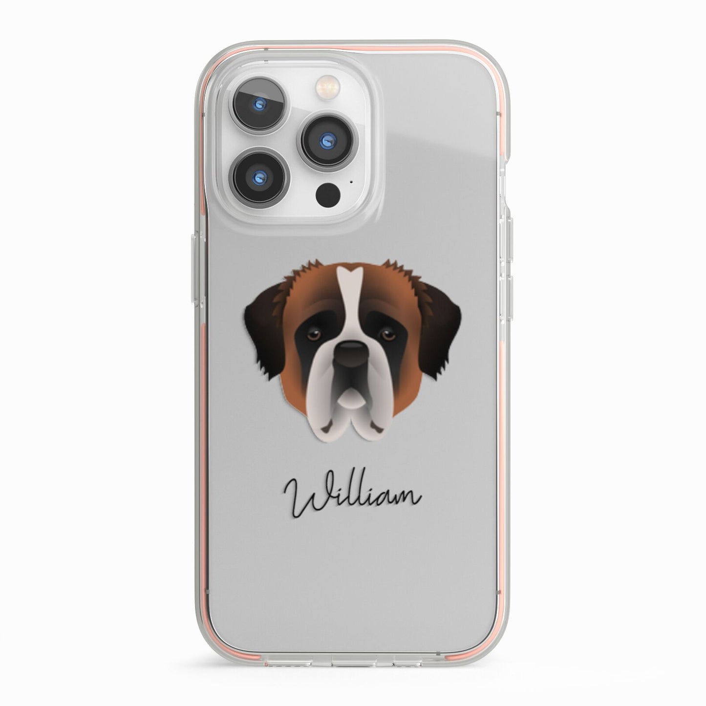 St Bernard Personalised iPhone 13 Pro TPU Impact Case with Pink Edges