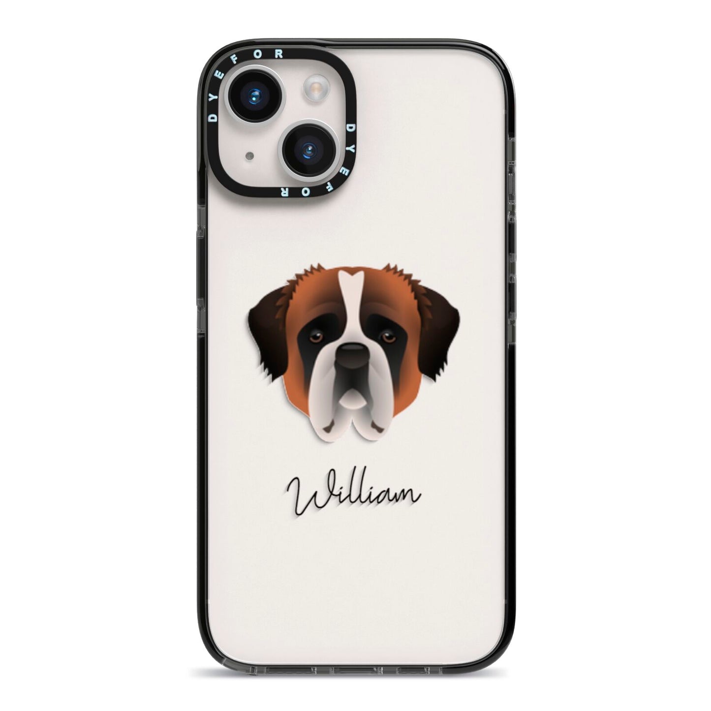 St Bernard Personalised iPhone 14 Black Impact Case on Silver phone