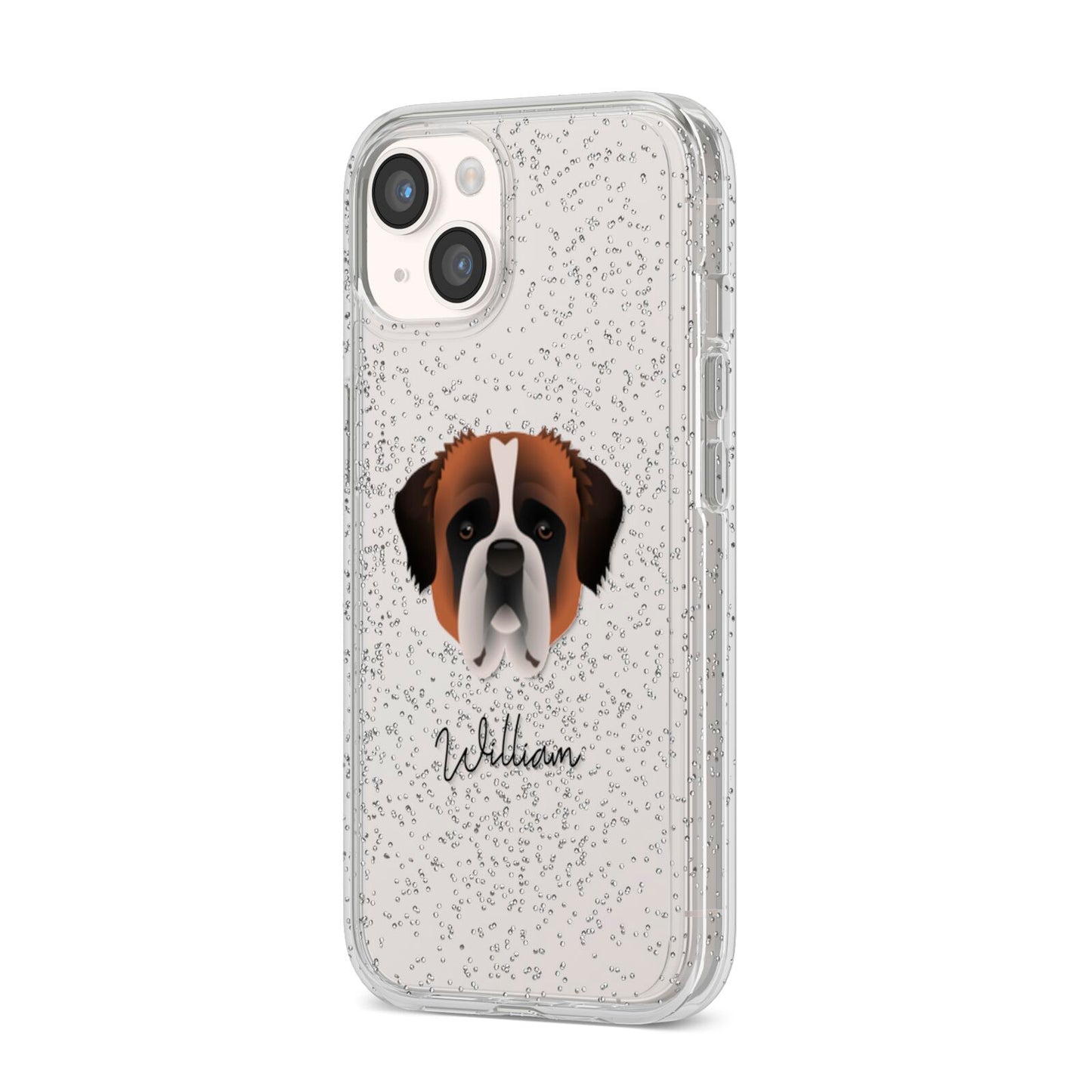 St Bernard Personalised iPhone 14 Glitter Tough Case Starlight Angled Image