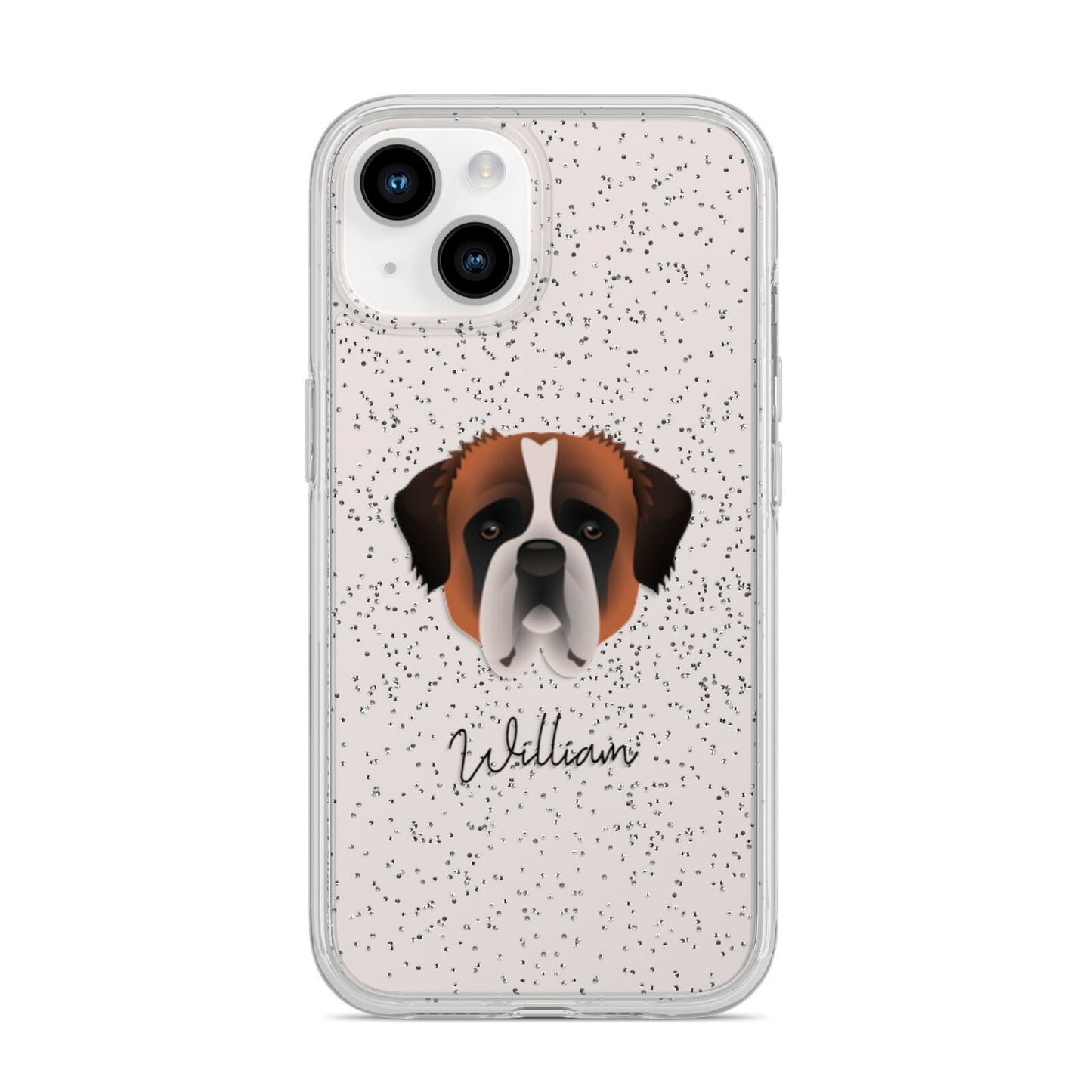 St Bernard Personalised iPhone 14 Glitter Tough Case Starlight