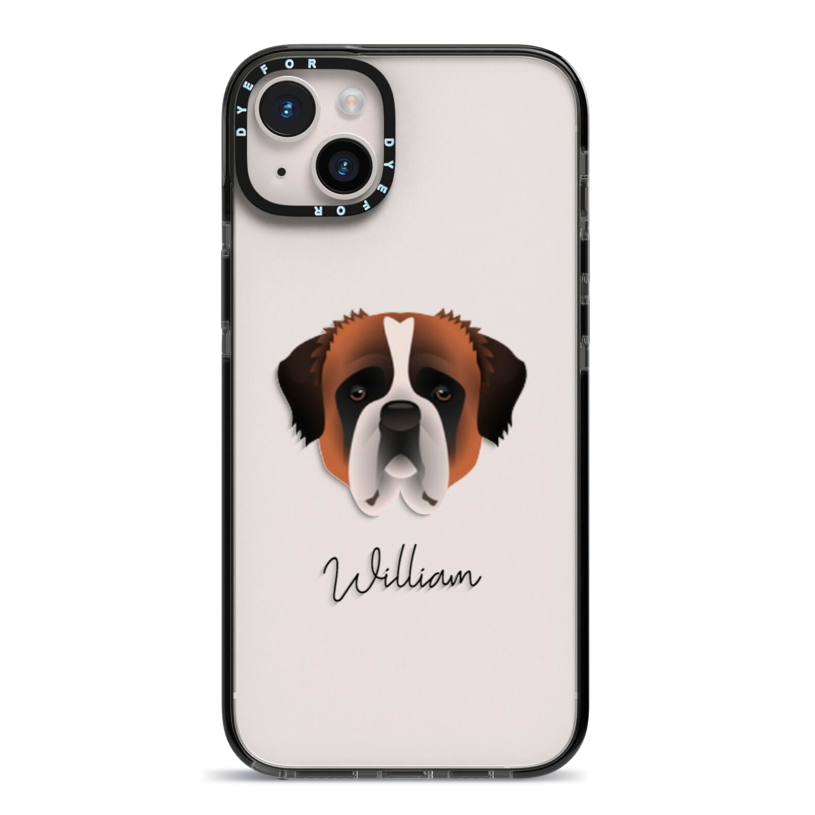 St Bernard Personalised iPhone 14 Plus Black Impact Case on Silver phone