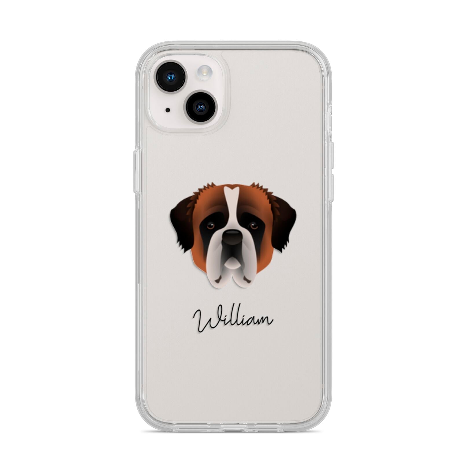 St Bernard Personalised iPhone 14 Plus Clear Tough Case Starlight