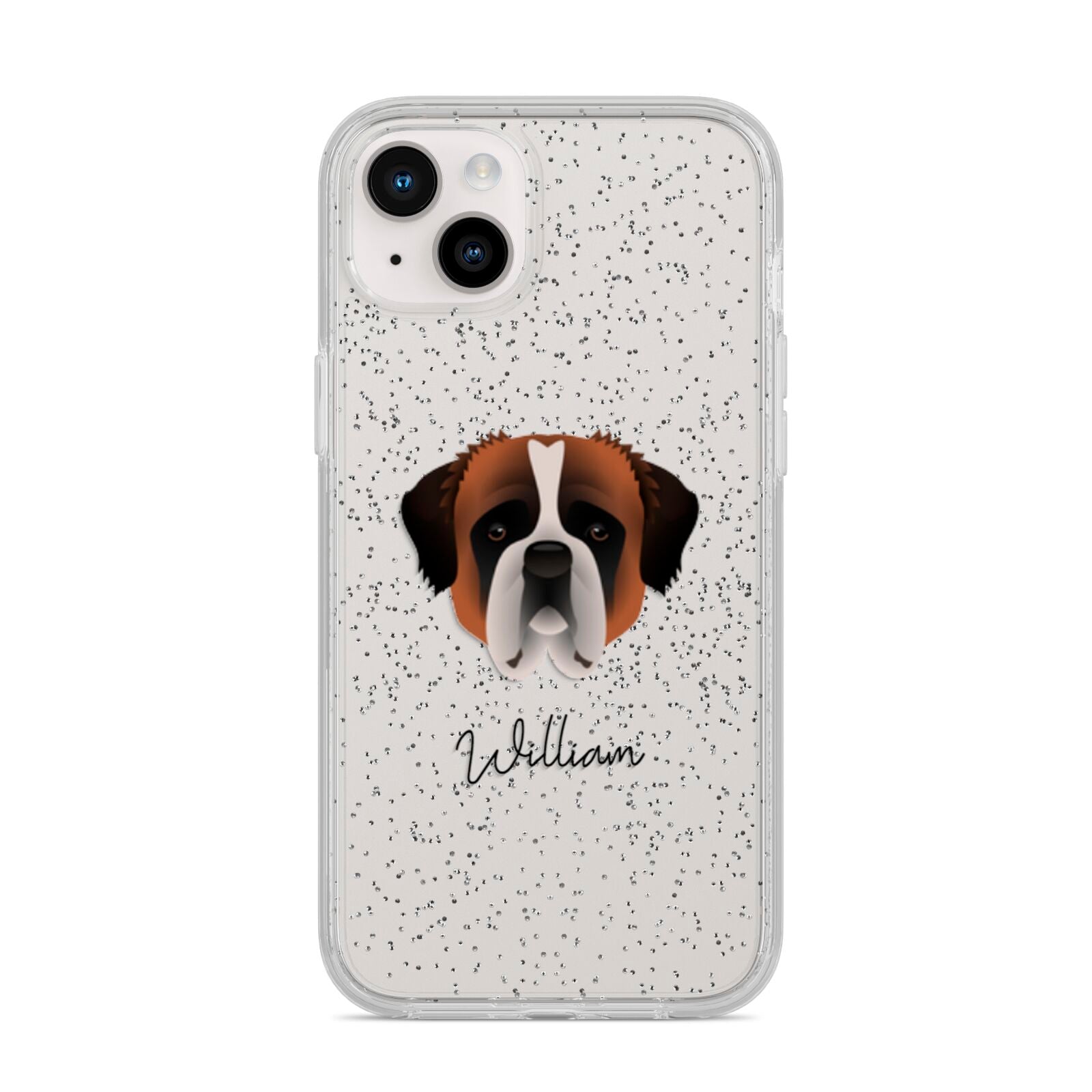 St Bernard Personalised iPhone 14 Plus Glitter Tough Case Starlight