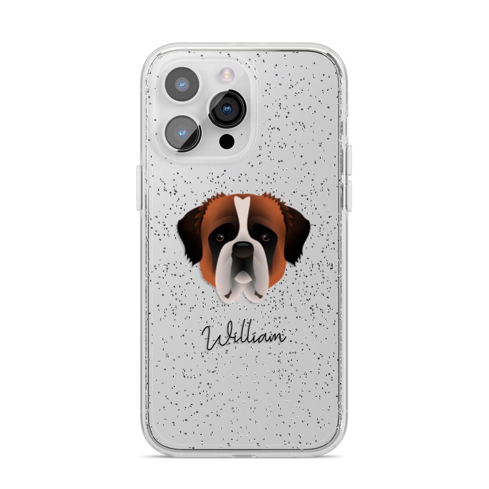 St Bernard Personalised iPhone 14 Pro Max Glitter Tough Case Silver