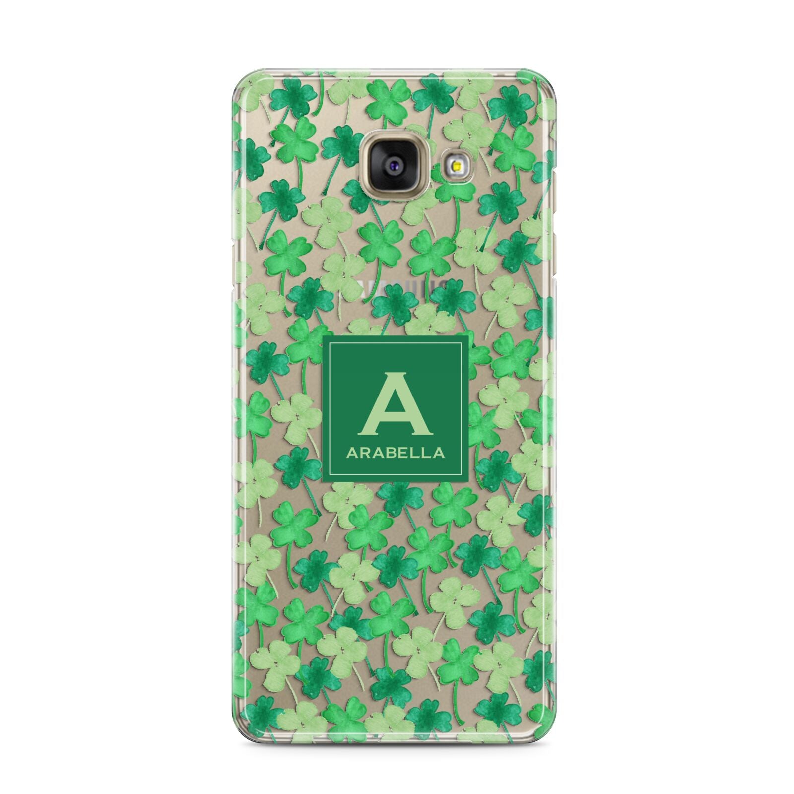 St Patricks Day Monogram Samsung Galaxy A3 2016 Case on gold phone