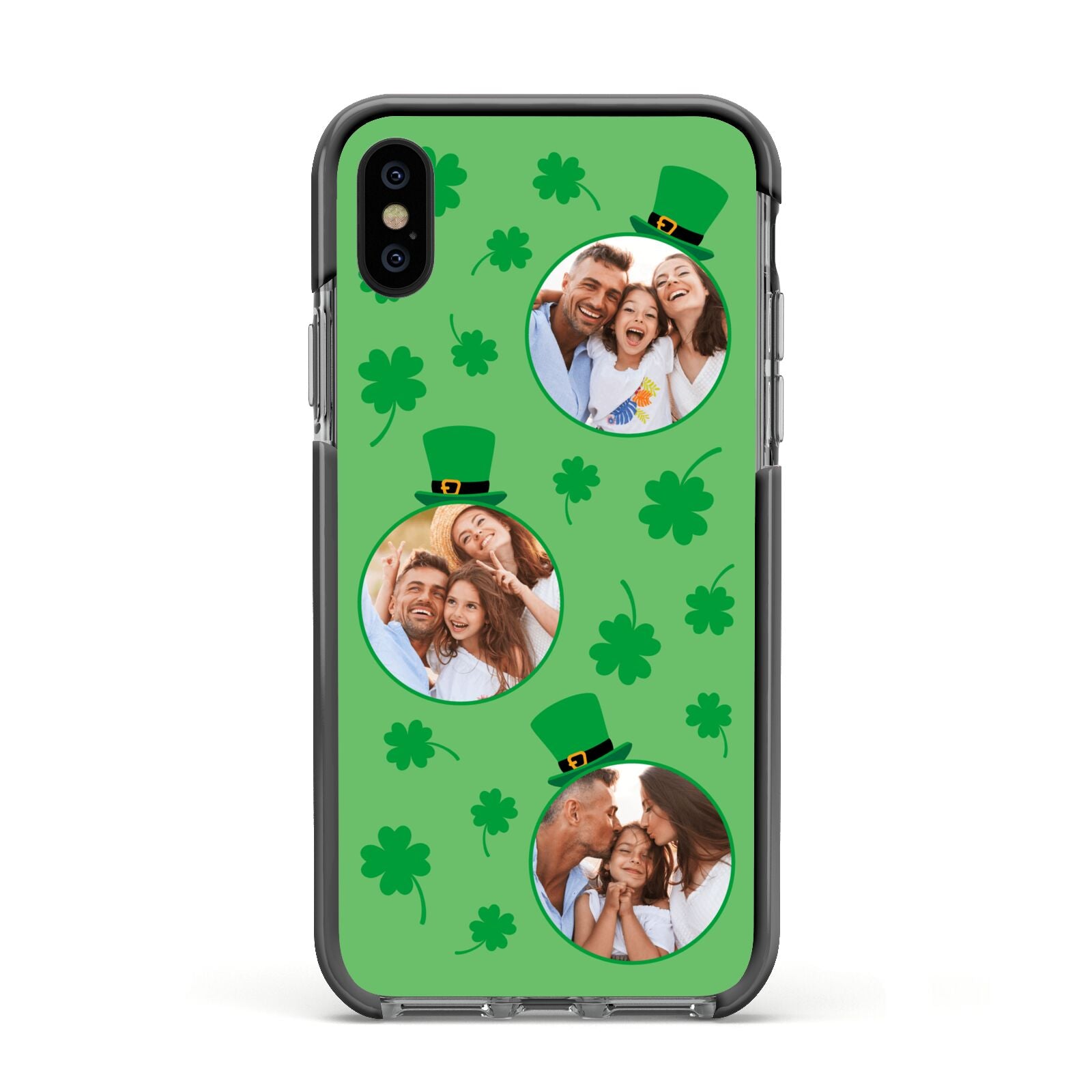 St Patricks Day Personalised Photo Apple iPhone Xs Impact Case Black Edge on Black Phone