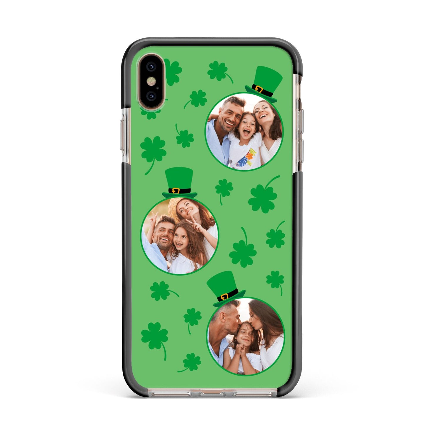 St Patricks Day Personalised Photo Apple iPhone Xs Max Impact Case Black Edge on Gold Phone