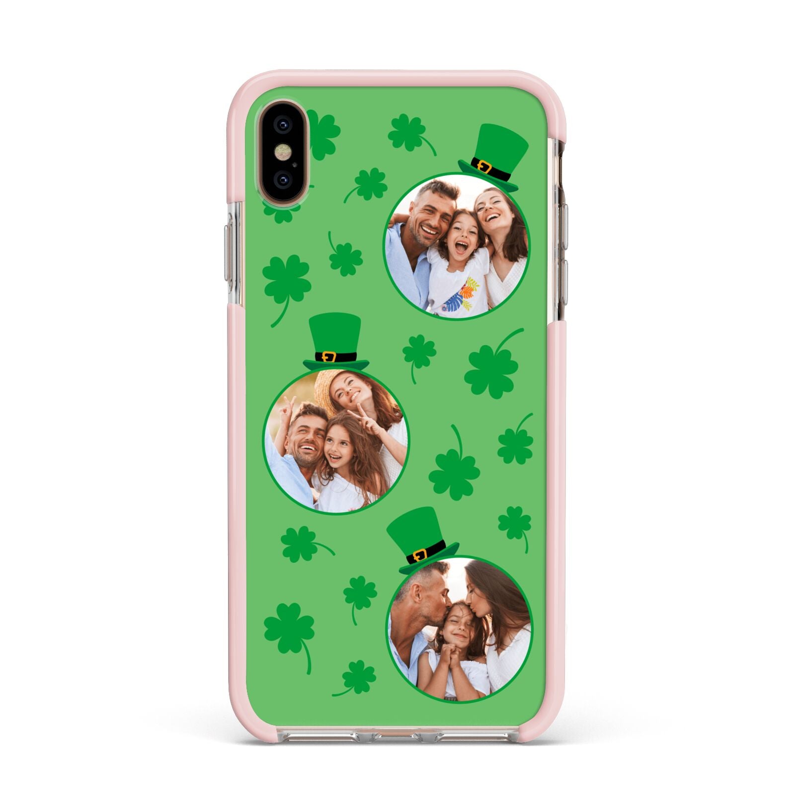 St Patricks Day Personalised Photo Apple iPhone Xs Max Impact Case Pink Edge on Gold Phone