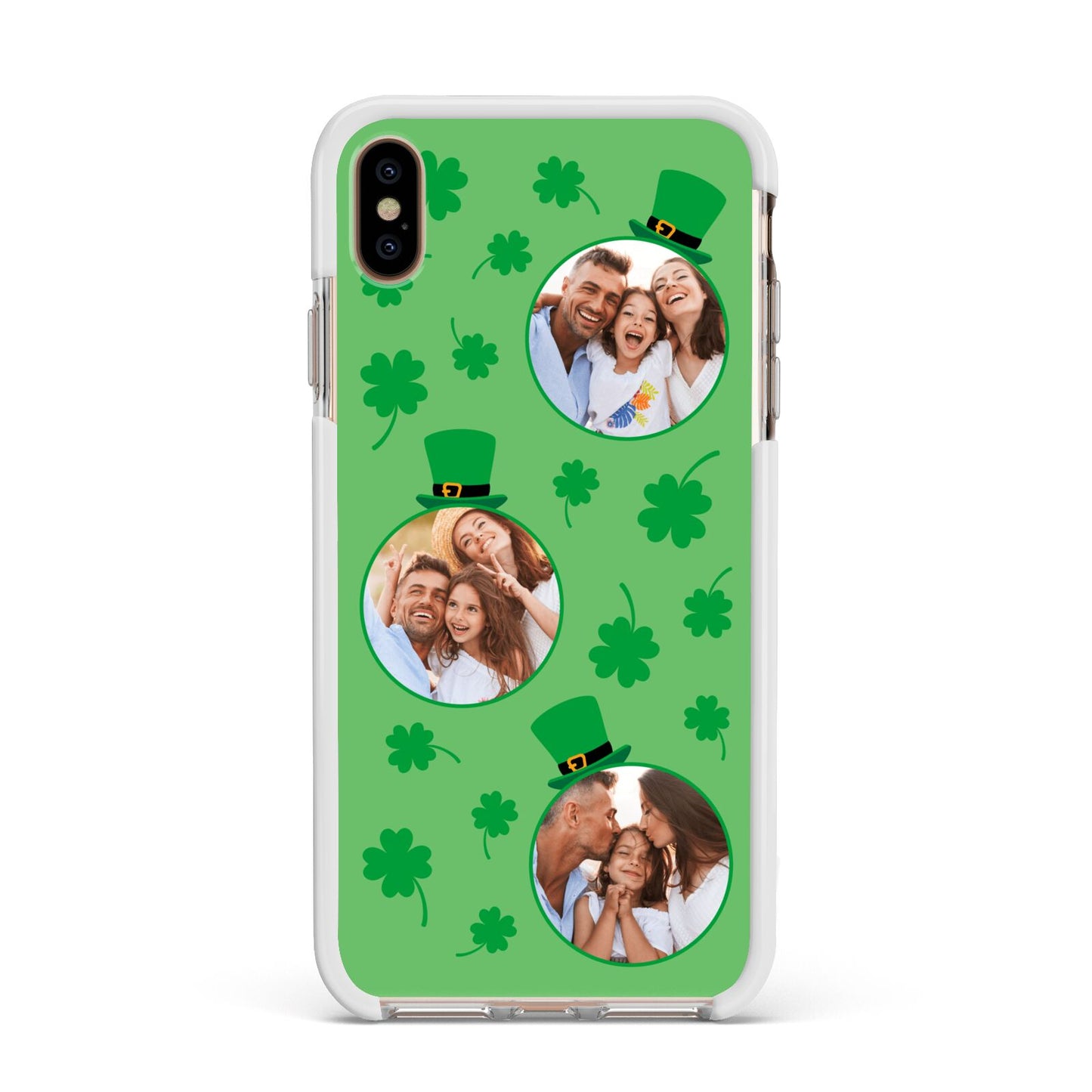 St Patricks Day Personalised Photo Apple iPhone Xs Max Impact Case White Edge on Gold Phone